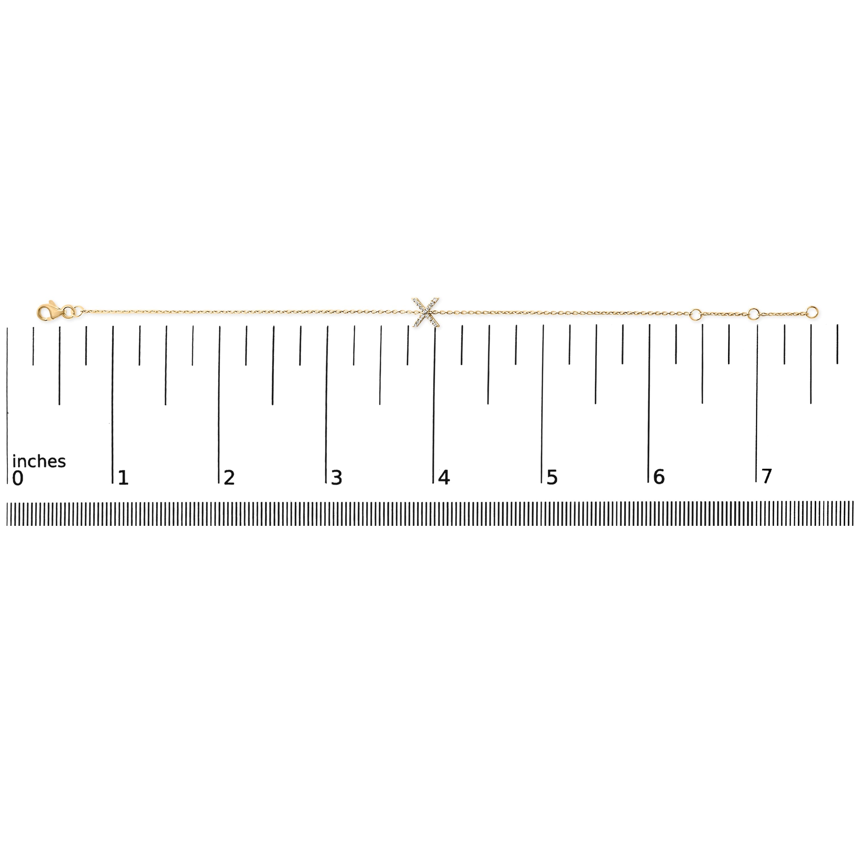 10K Yellow Gold Diamond Accent "X" Initial Charm and Link Bracelet-thumbmail-3