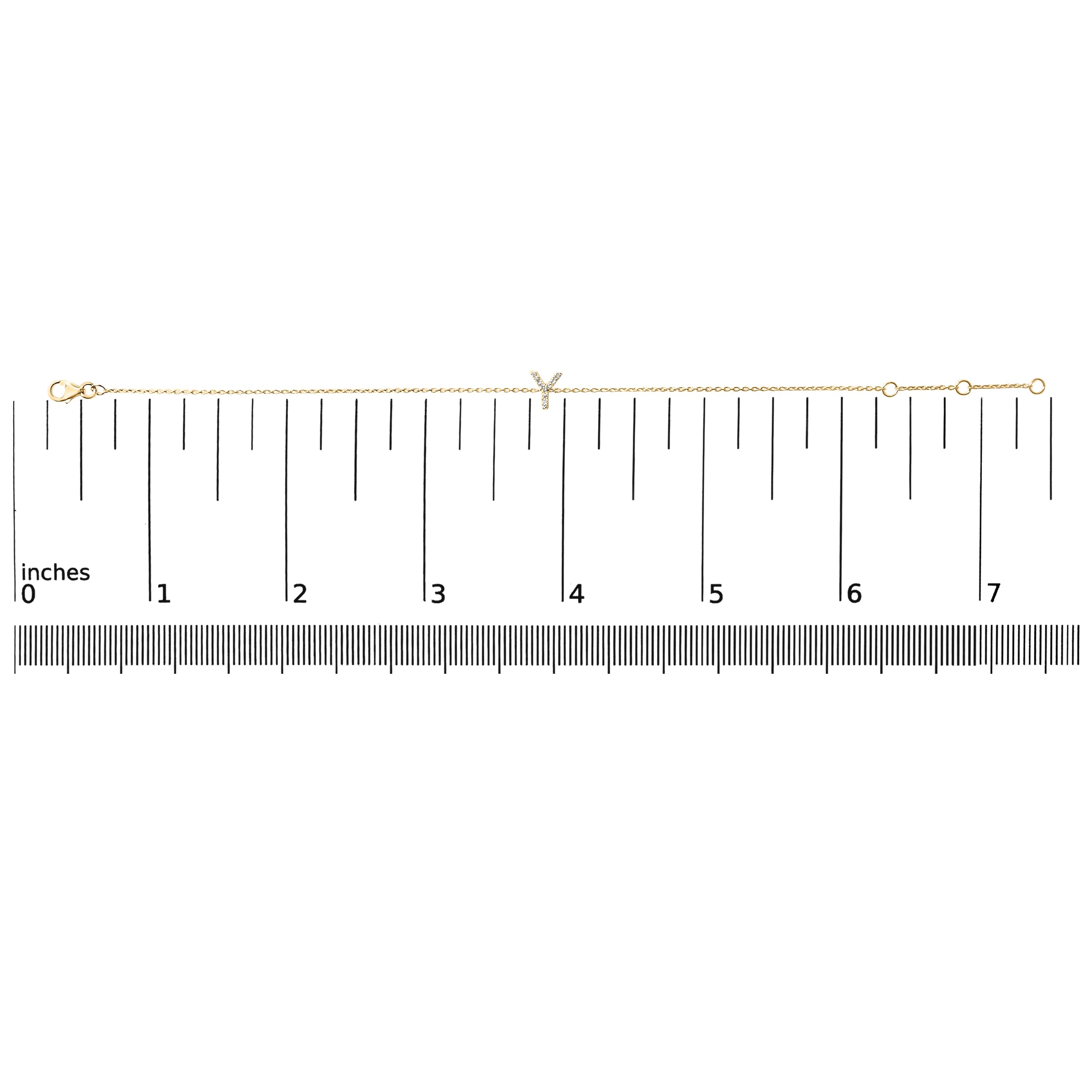 10K Yellow Gold Diamond Accent "Y" Initial Charm and Link Bracelet-thumbmail-2