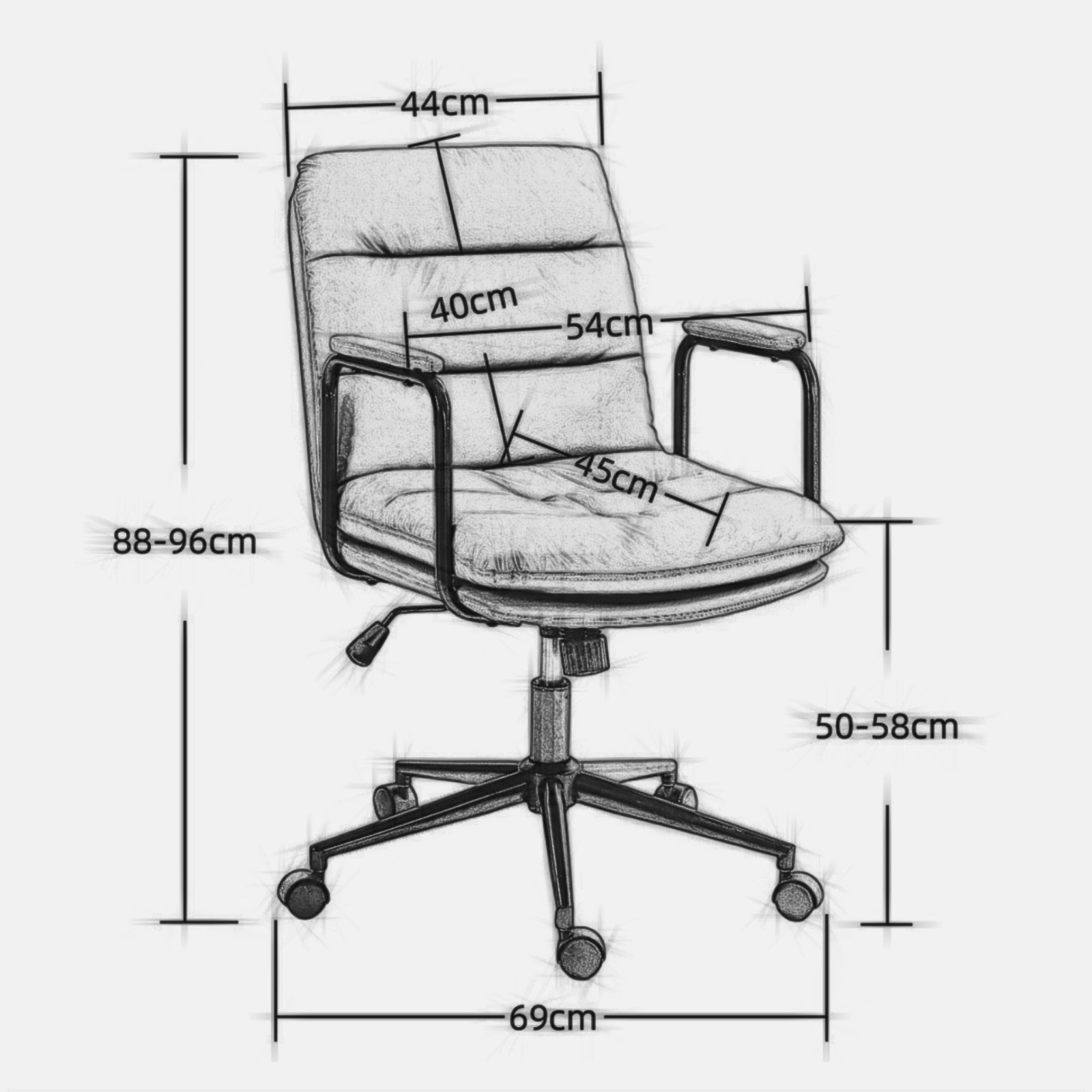 Mid Back Ergonomic PU Leather Rolling Swivel Chair-thumbmail-4