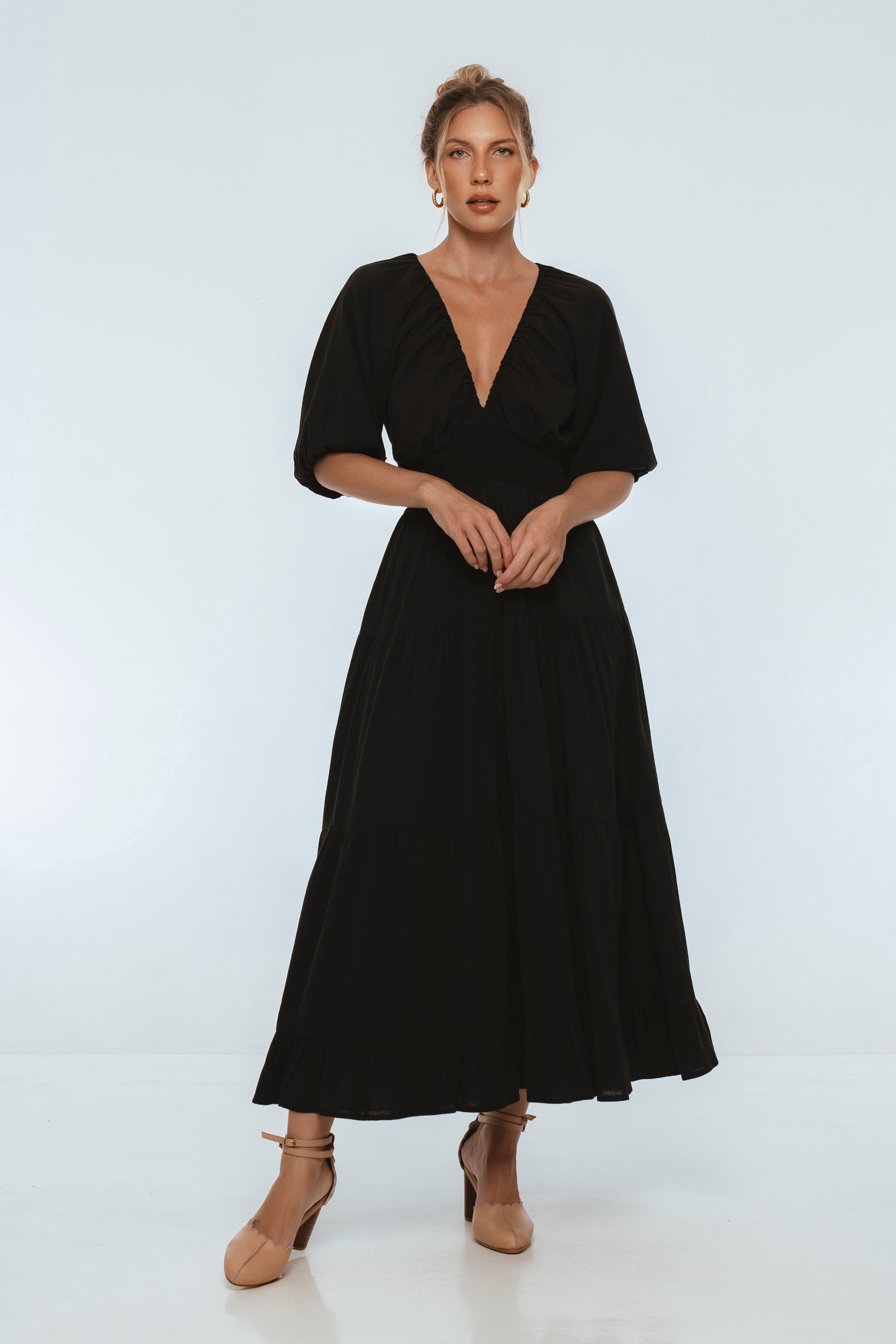 Lucienne Smocked Linen Maxi Dress-thumbmail-1