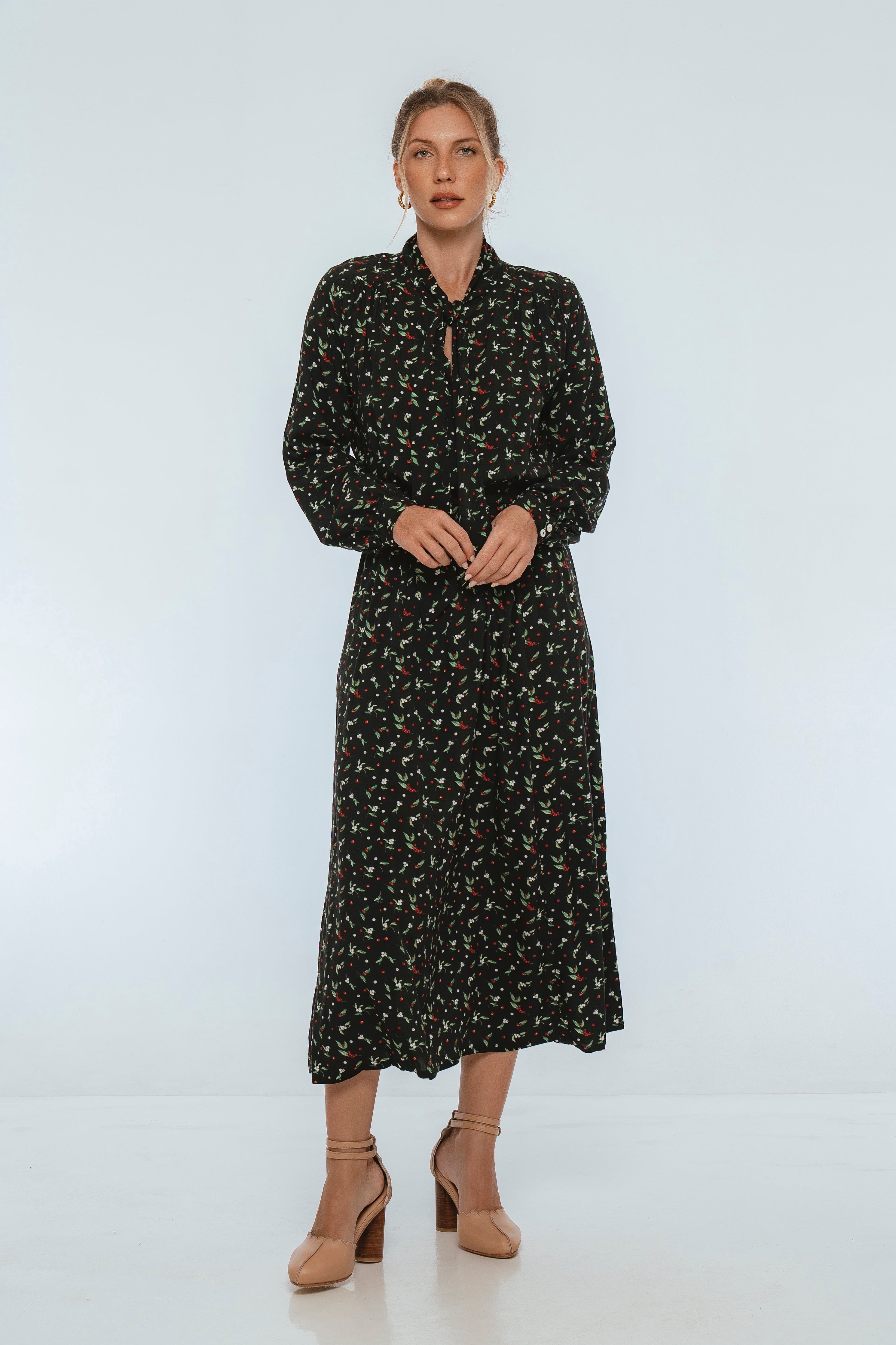 Evelina Long Sleeve Midi Dress-thumbmail-2