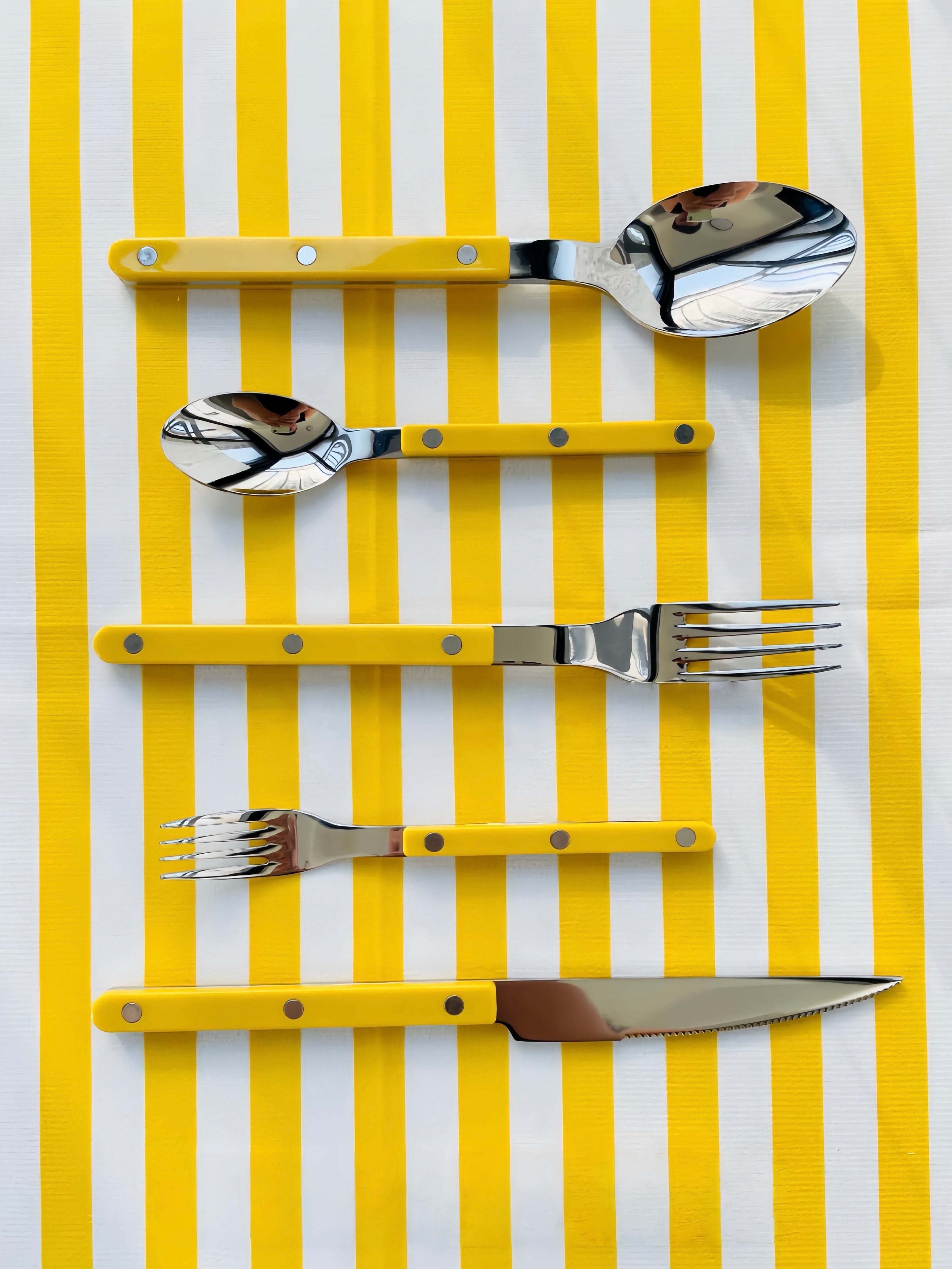 Set of 10 Dopamine Stainless Steel Rivet Flatware, Contemporary Bistrot Style Cutlery-thumbmail-11