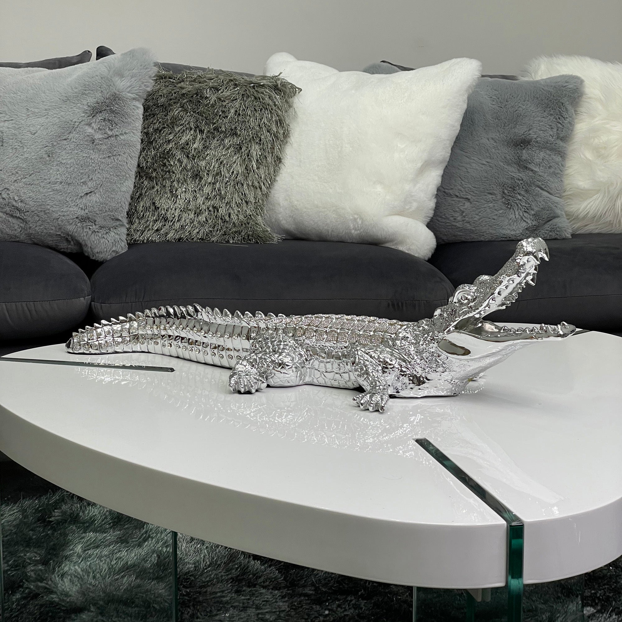 Ambrose Diamond Encrusted Chrome Plated Crocodile-thumbmail-1