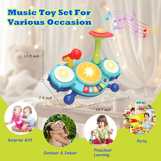Contixo Musical Drum Toy Set for Babies, Learn Toy Age 2-8 Years-thumbmail-4