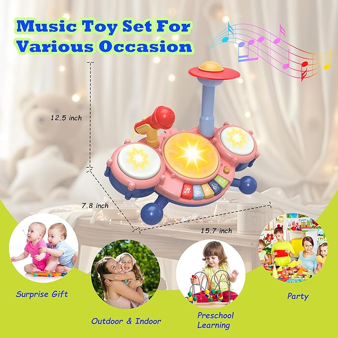 Contixo Musical Drum Toy Set for Babies, Learn Toy Age 2-8 Years-thumbmail-14