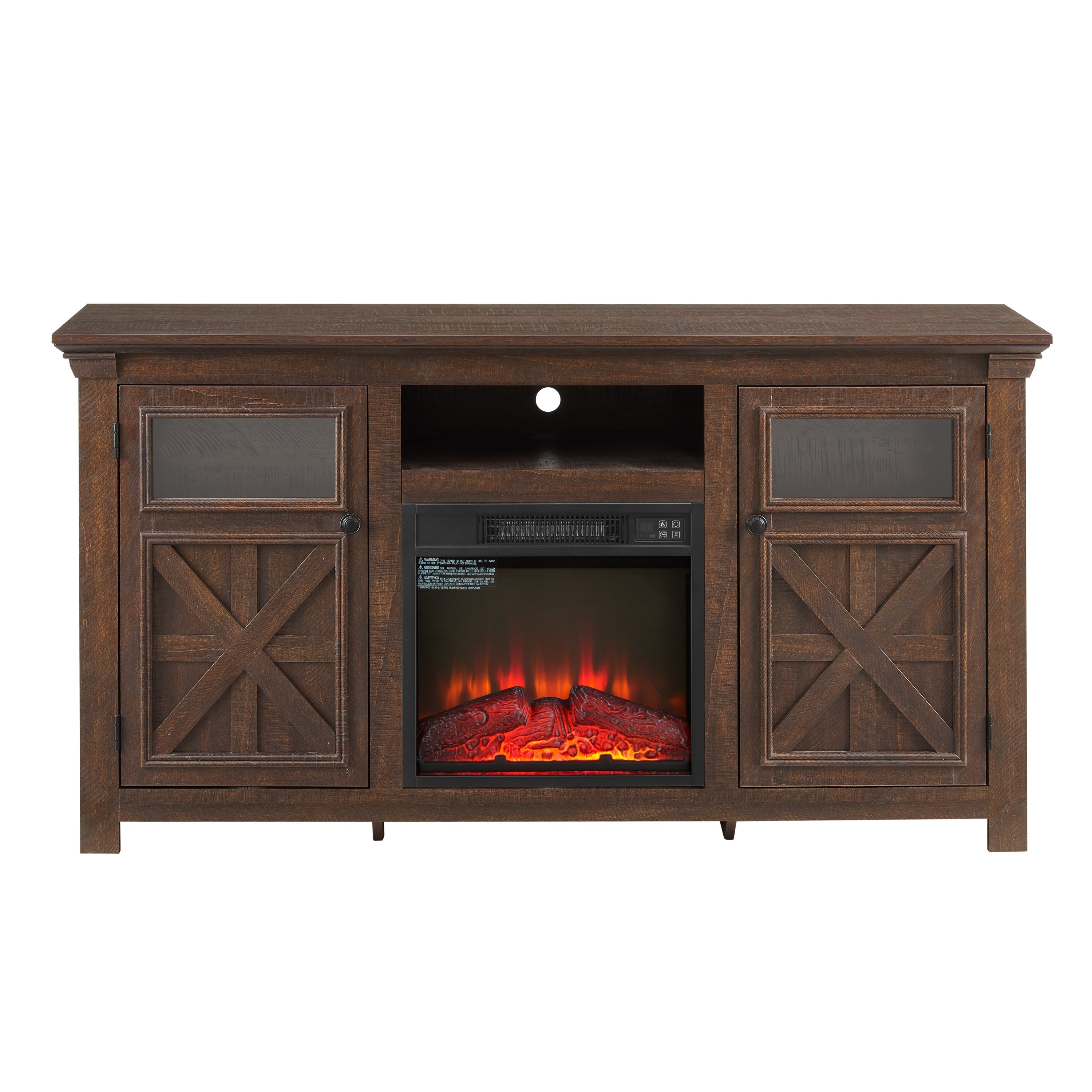 2 Doors Cabinet Farmhouse TV Stand With 18' Fireplace Insert-thumbmail-6