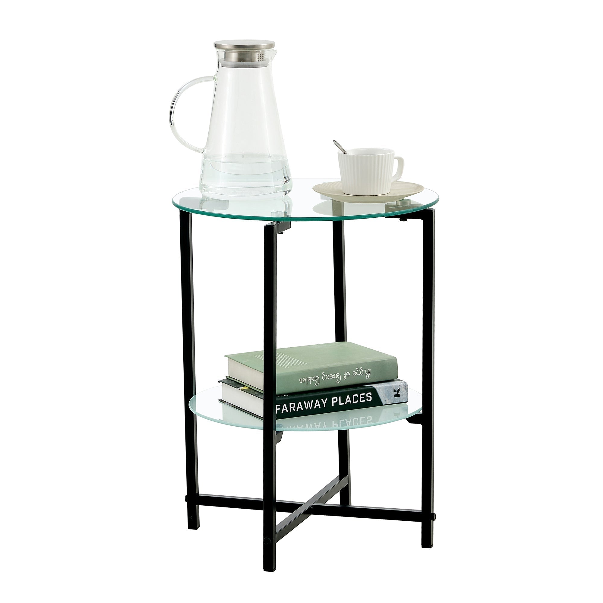 2-Piece Set Clear Tempered Glass Side Table.-thumbmail-6