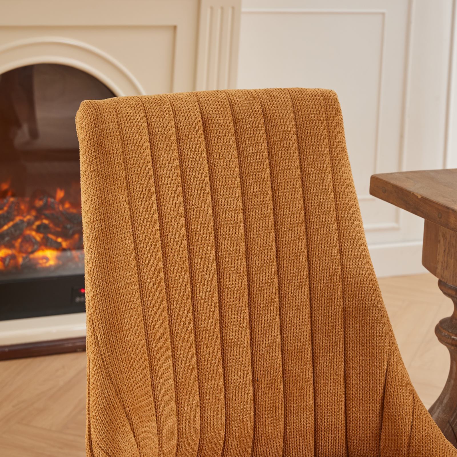 Set of 2 Rayon Cloth Flocking Linen Dining Chairs-thumbmail-3