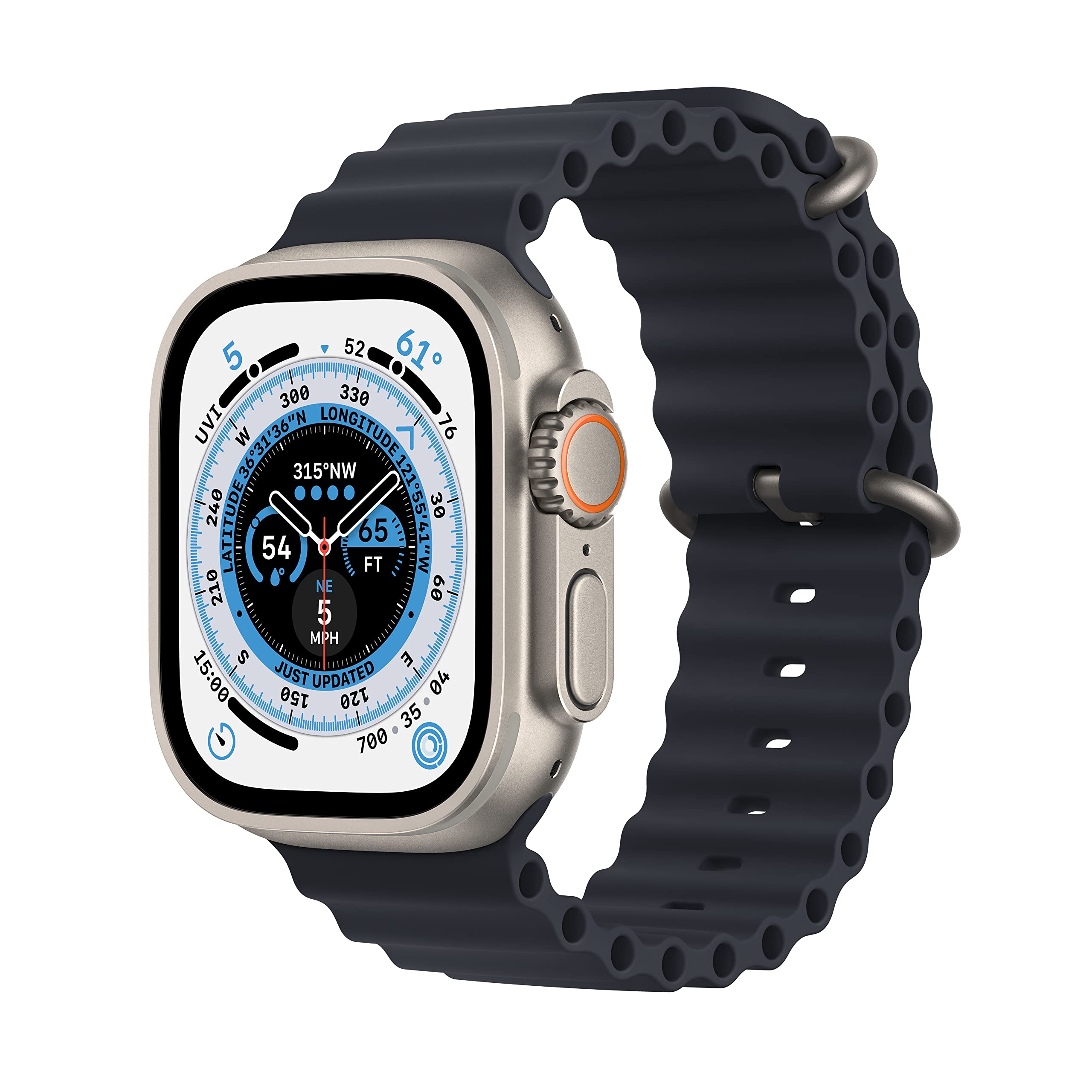 Apple Watch Ultra 49mm Gps + Cellular Titanium Silver + Navy Ocean Band 32gb WS2 (Certified Refurbished)-thumbmail-1