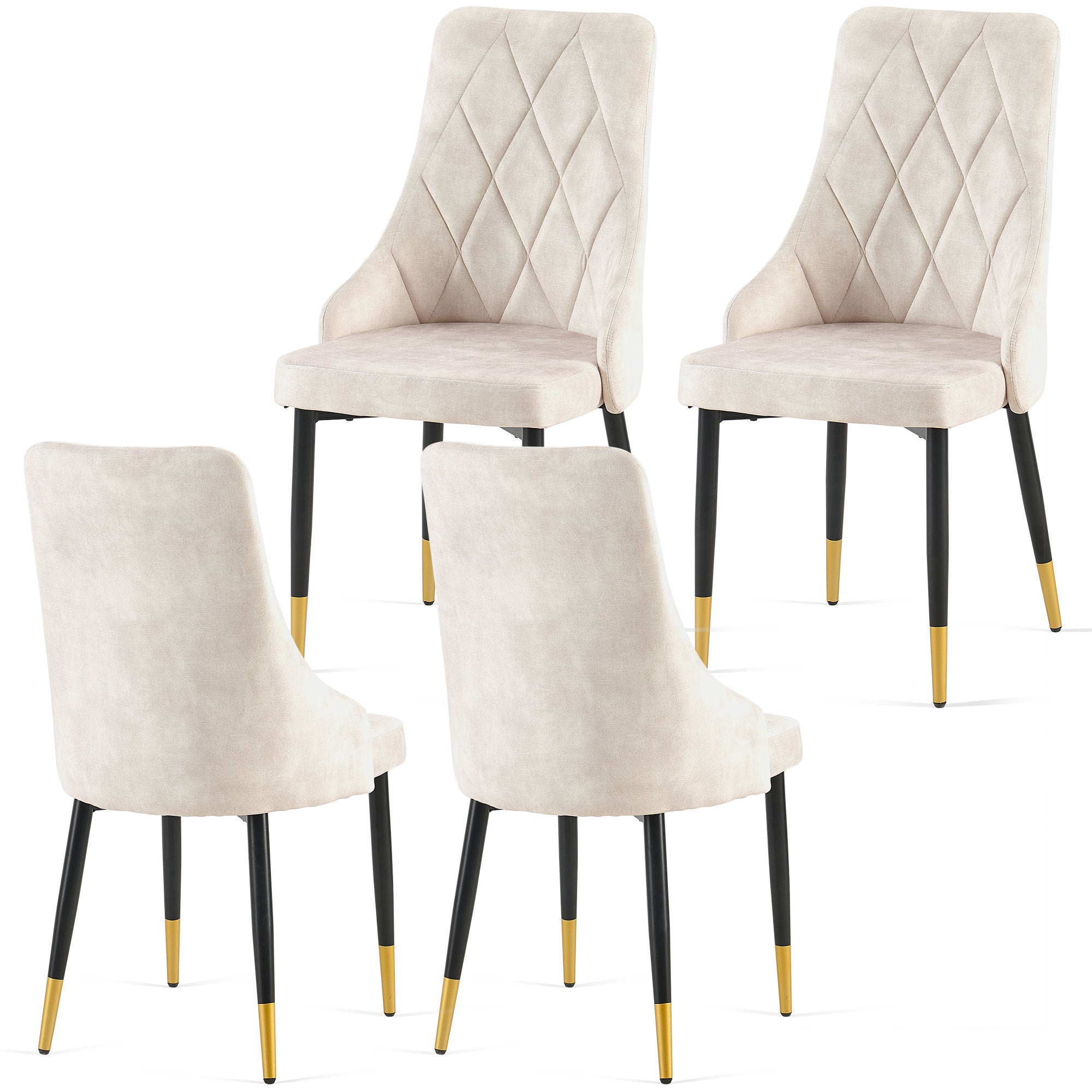 Set of 4 Beige Armless Dining Chairs-thumbmail-8