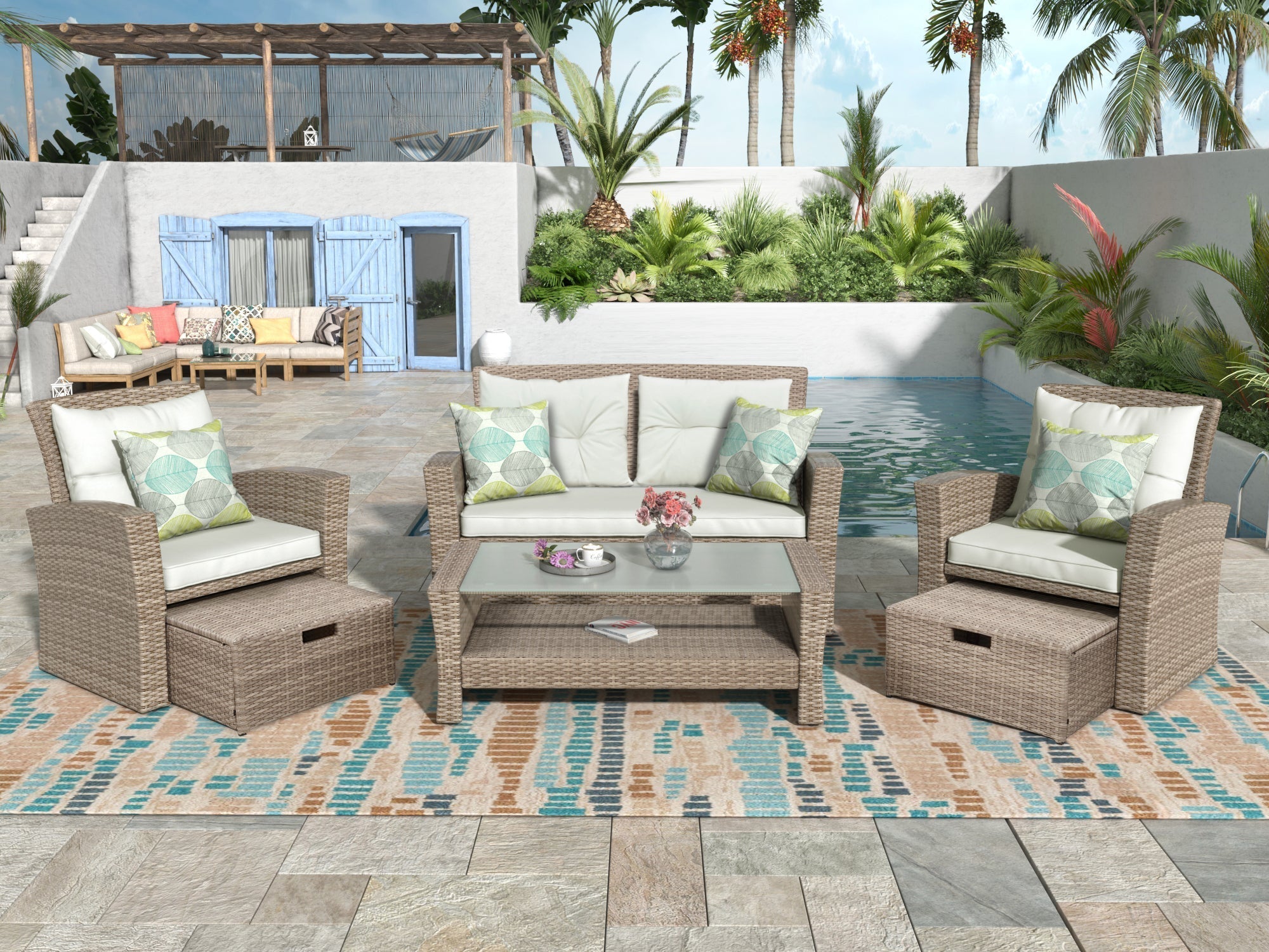Set of 4 Piece All Weather Wicker Patio Furniture-thumbmail-2
