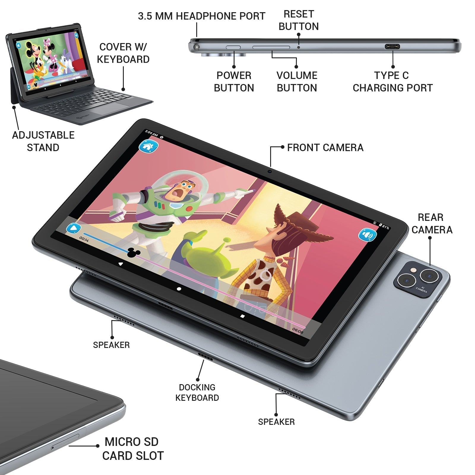 Contixo A1 10" Educational Android Tablet With Docking Keyboard - 128GB-thumbmail-10
