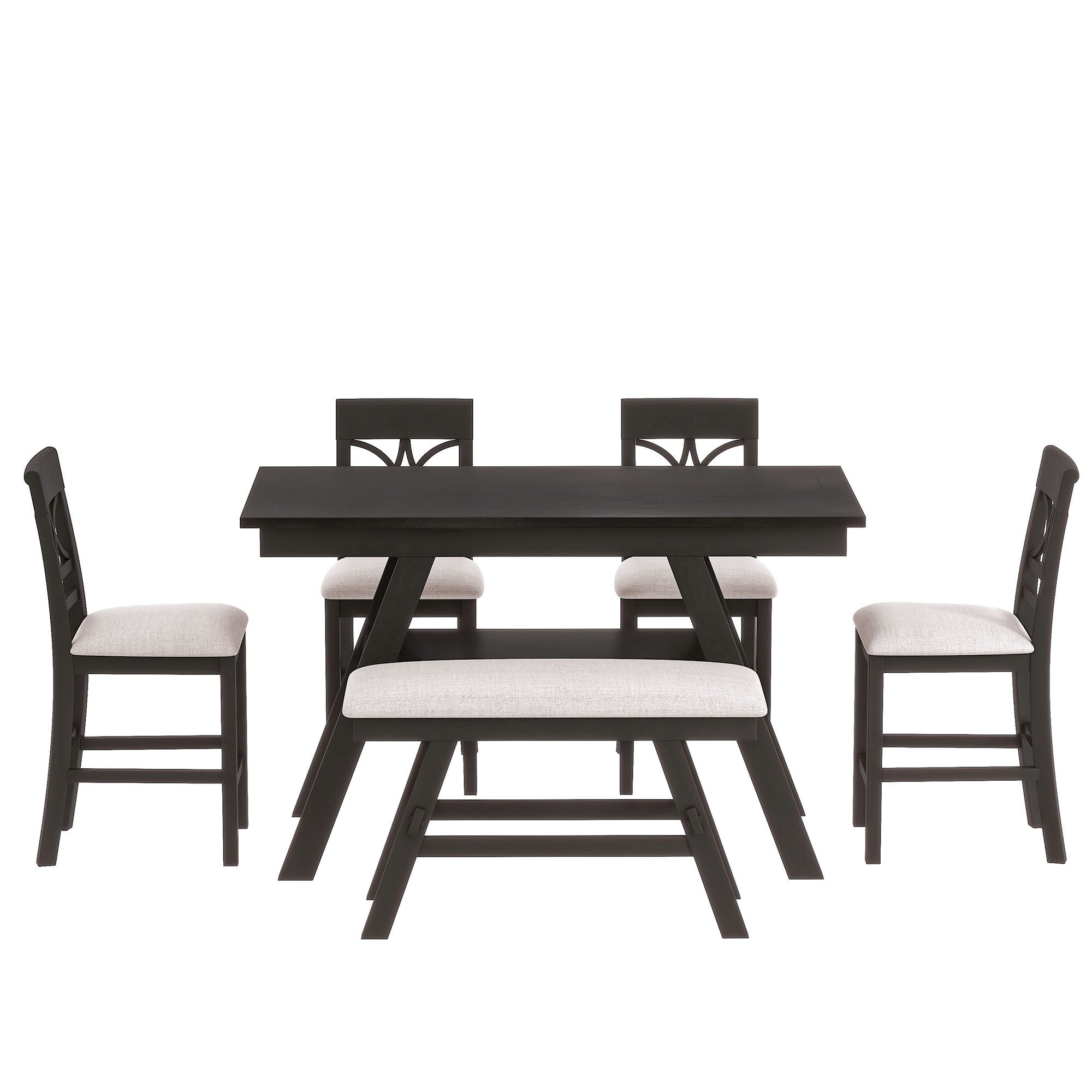 6-Piece Wood Counter Height Dining Table Set-thumbmail-7