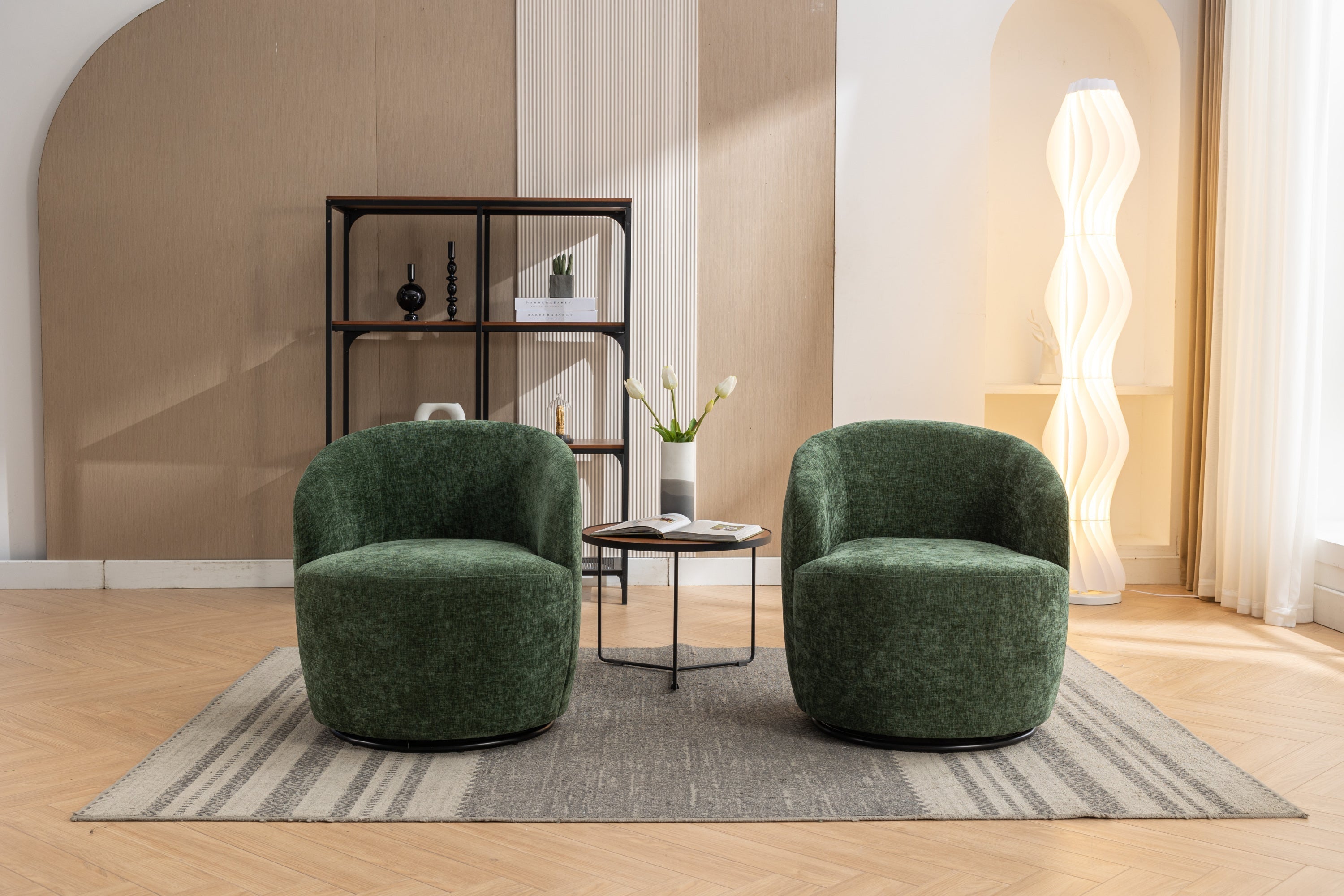 Swivel Accent Armchair  With Black Powder Coating Metal Ring-thumbmail-7