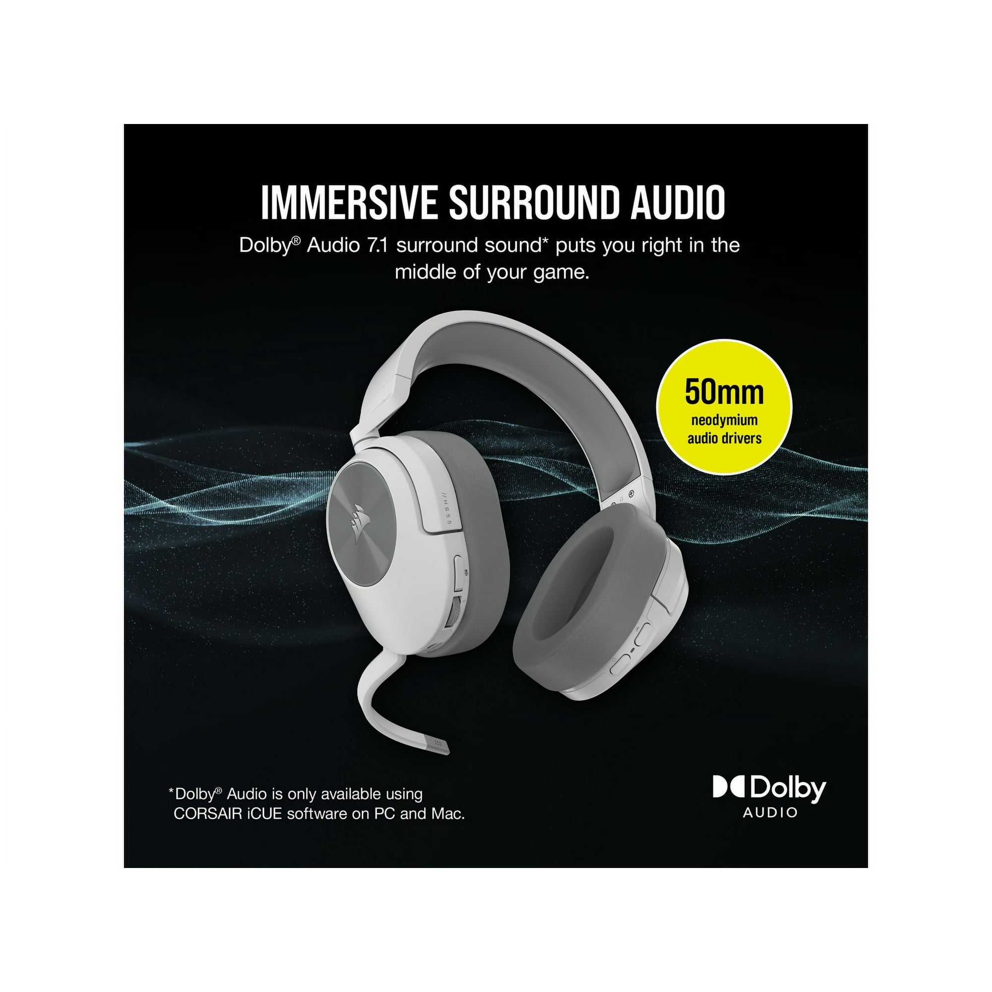 CORSAIR HS Series HS55 Wireless Gaming Headset for PC, PS5, and Mobile in White-thumbmail-8