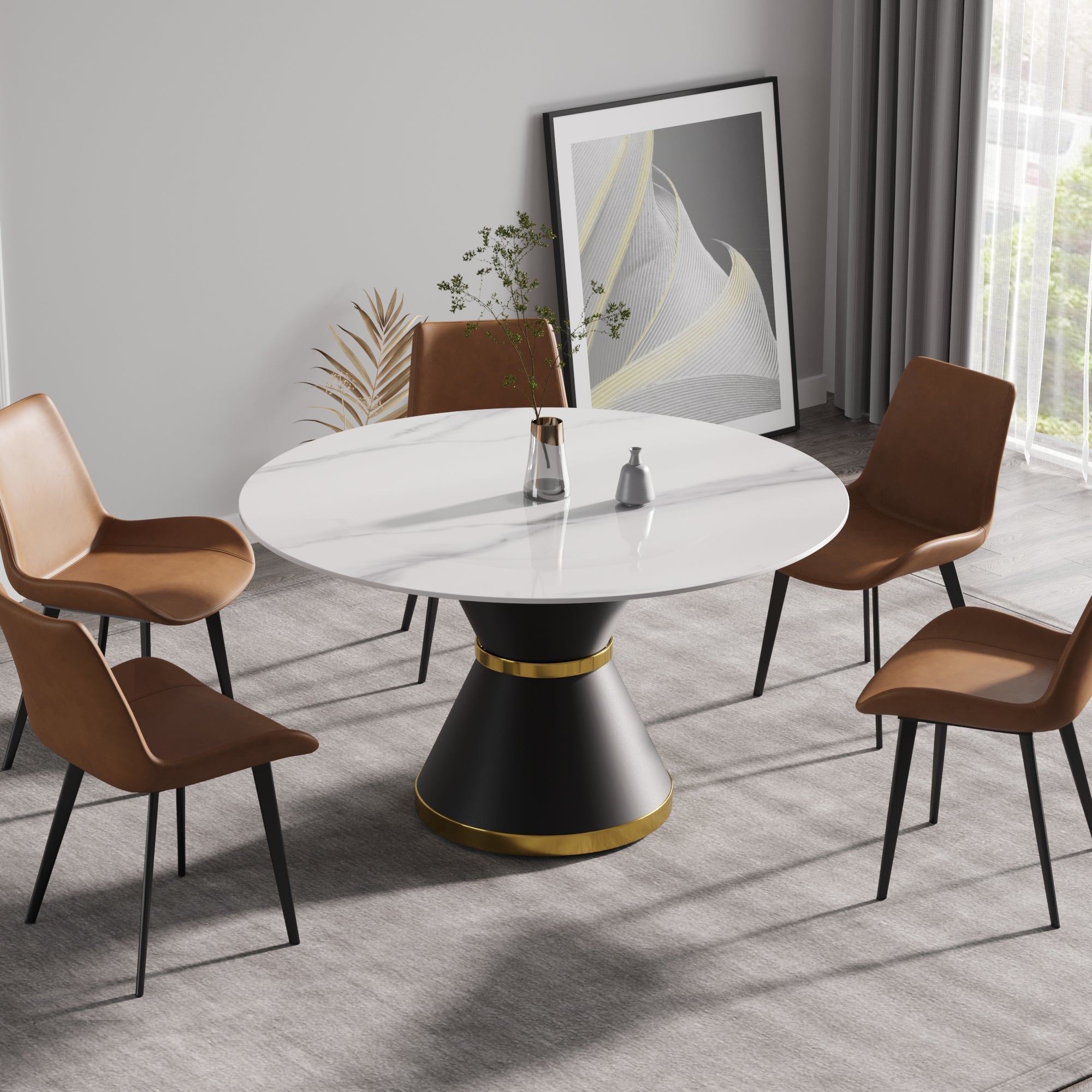 Modern Marble Stone Round Dining Table-thumbmail-2