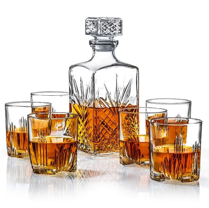 7 Pc Decanter and Rock Glass Set-thumbmail-1