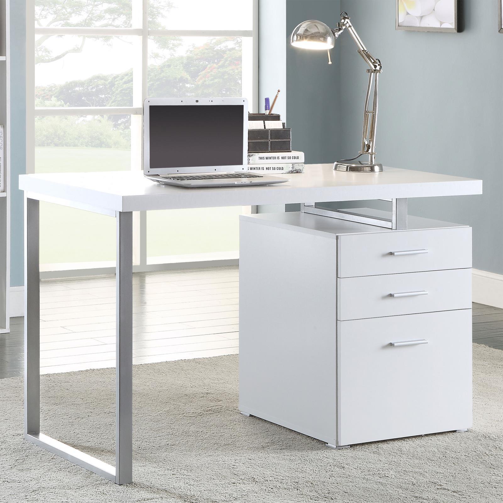White 3-Drawer Reversible Office Desk-thumbmail-7