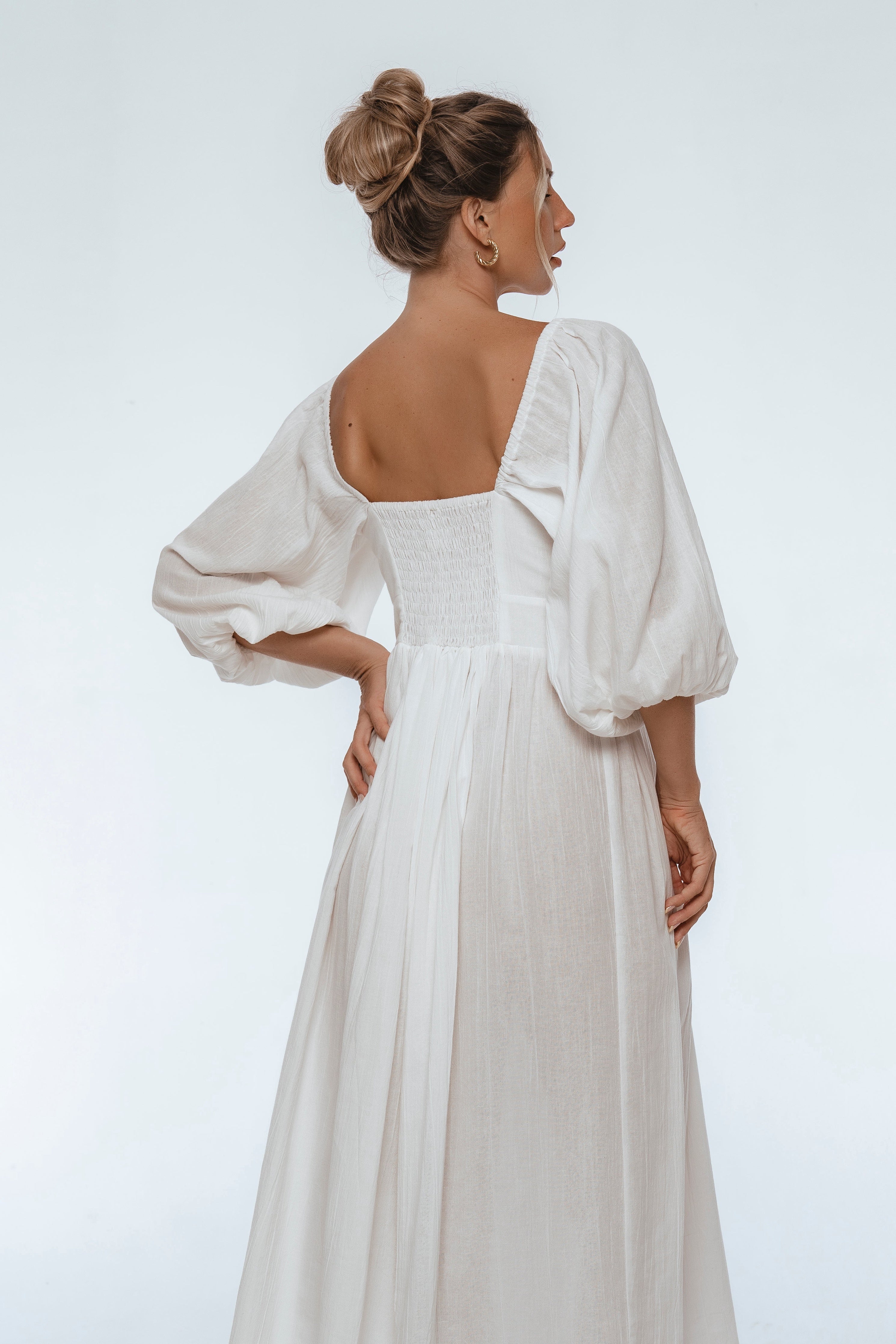 Genevieve Puff Sleeve Midi Dress-thumbmail-8