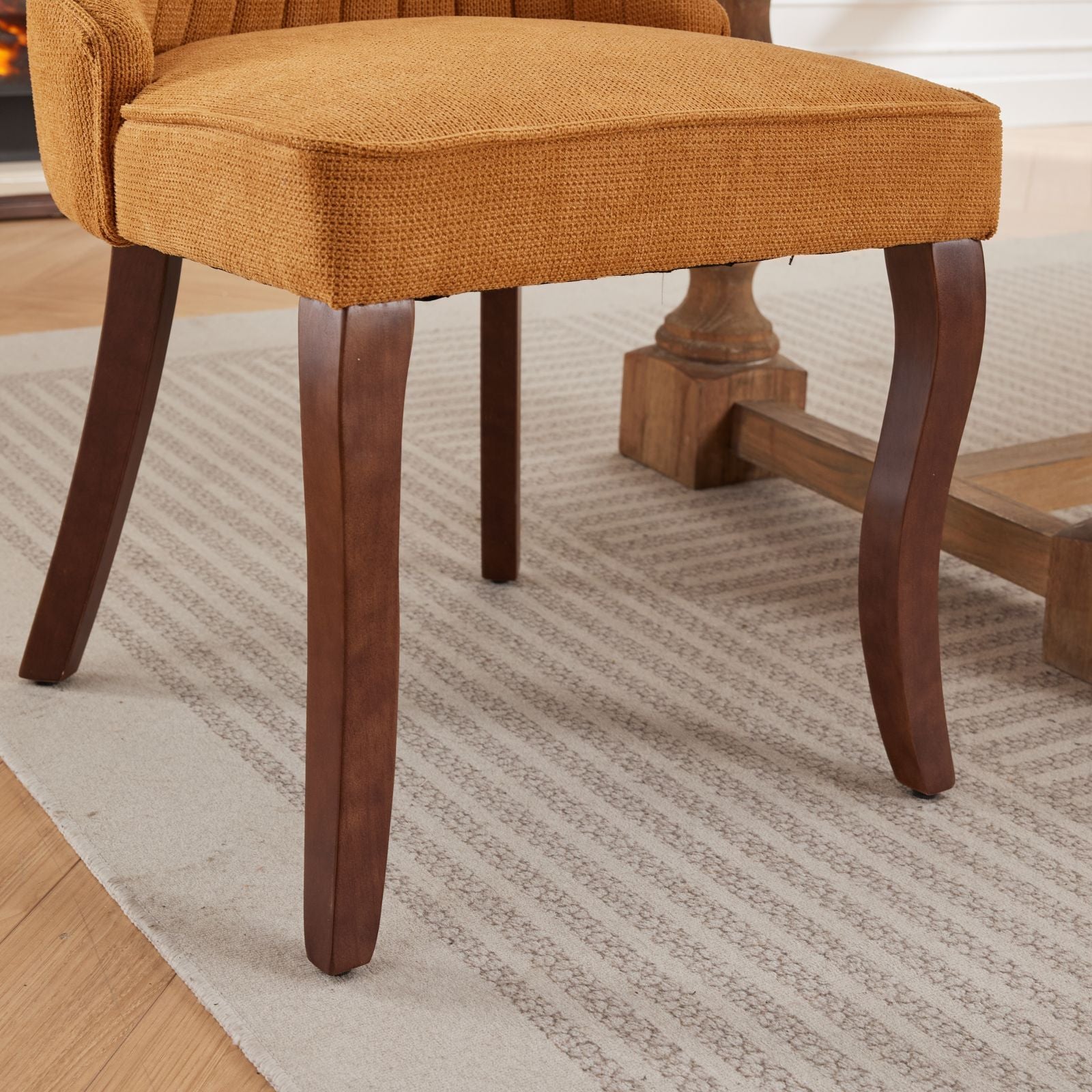 Set of 2 Rayon Cloth Flocking Linen Dining Chairs-thumbmail-8