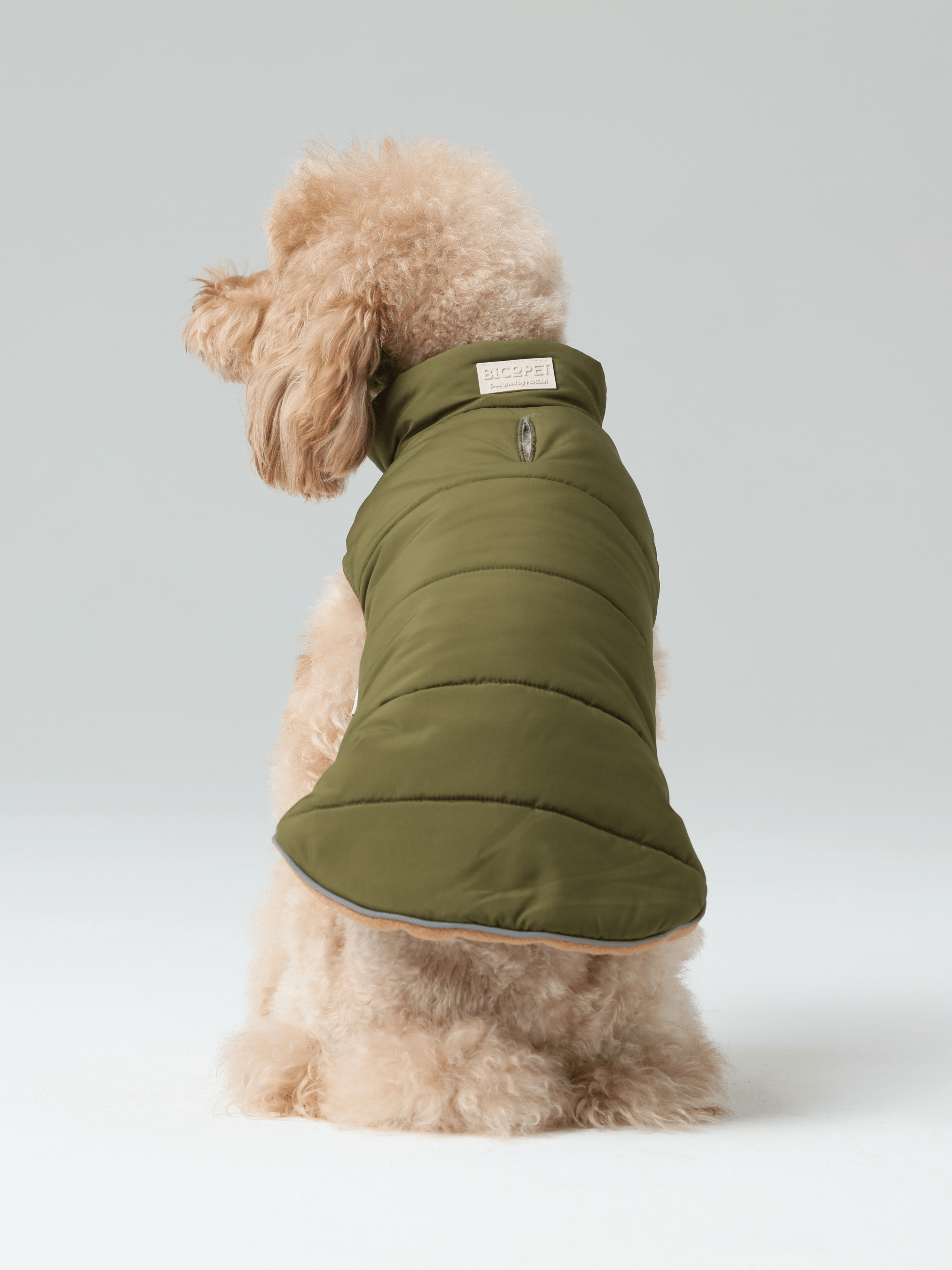 Reversible Dog Vest Jacket - Green Brown-thumbmail-4