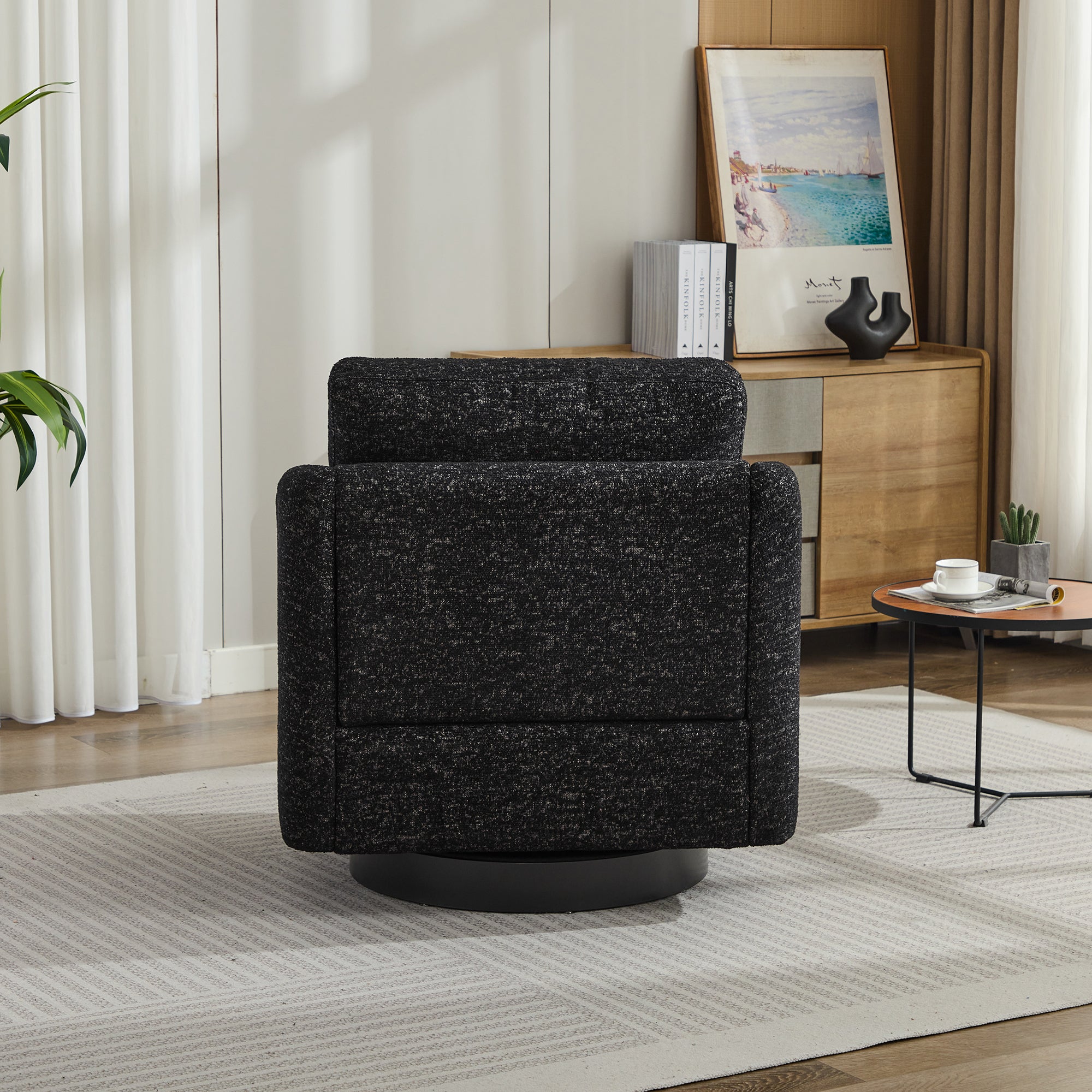 31.5"W  Comfy Round Swivel Accent Chair-thumbmail-2