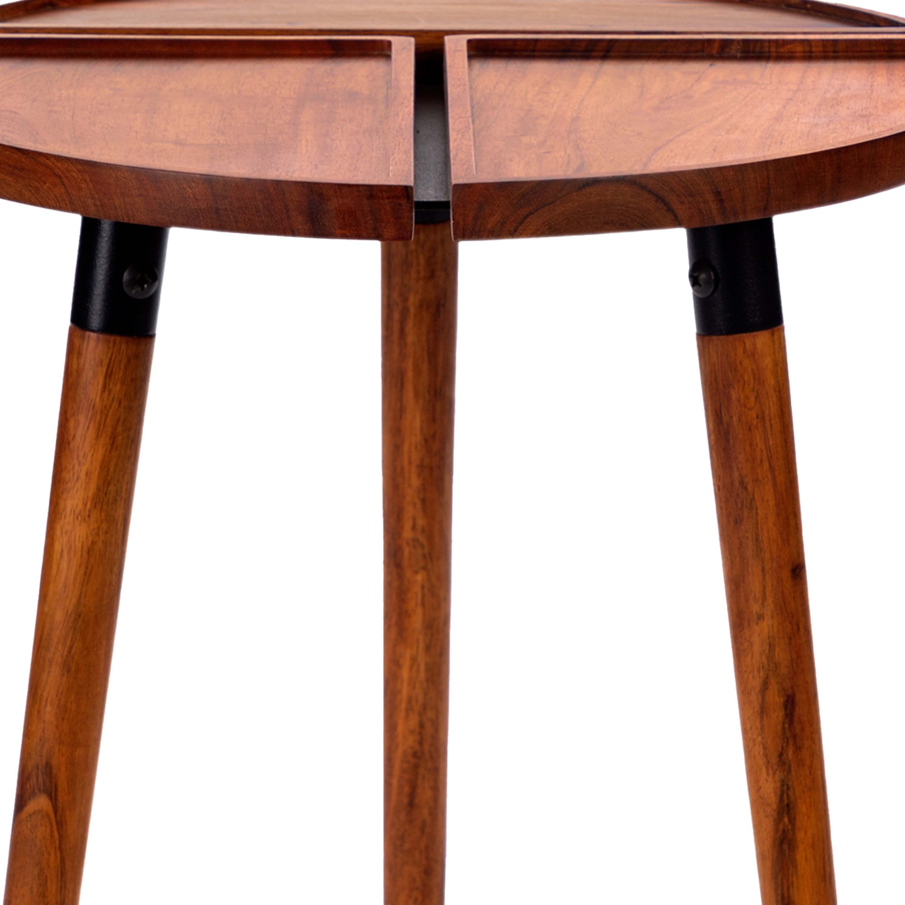 Round Acacia Wood Side Accent Table-thumbmail-5