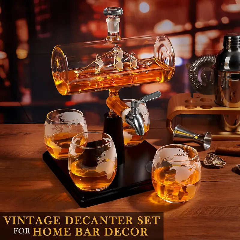 Maritime Sailboat Whiskey Decanter Set-thumbmail-6