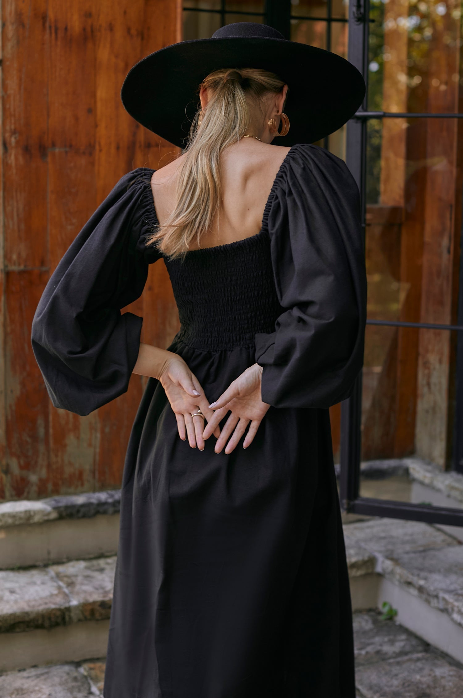 Alila Smocked Linen Midi Dress-thumbmail-2