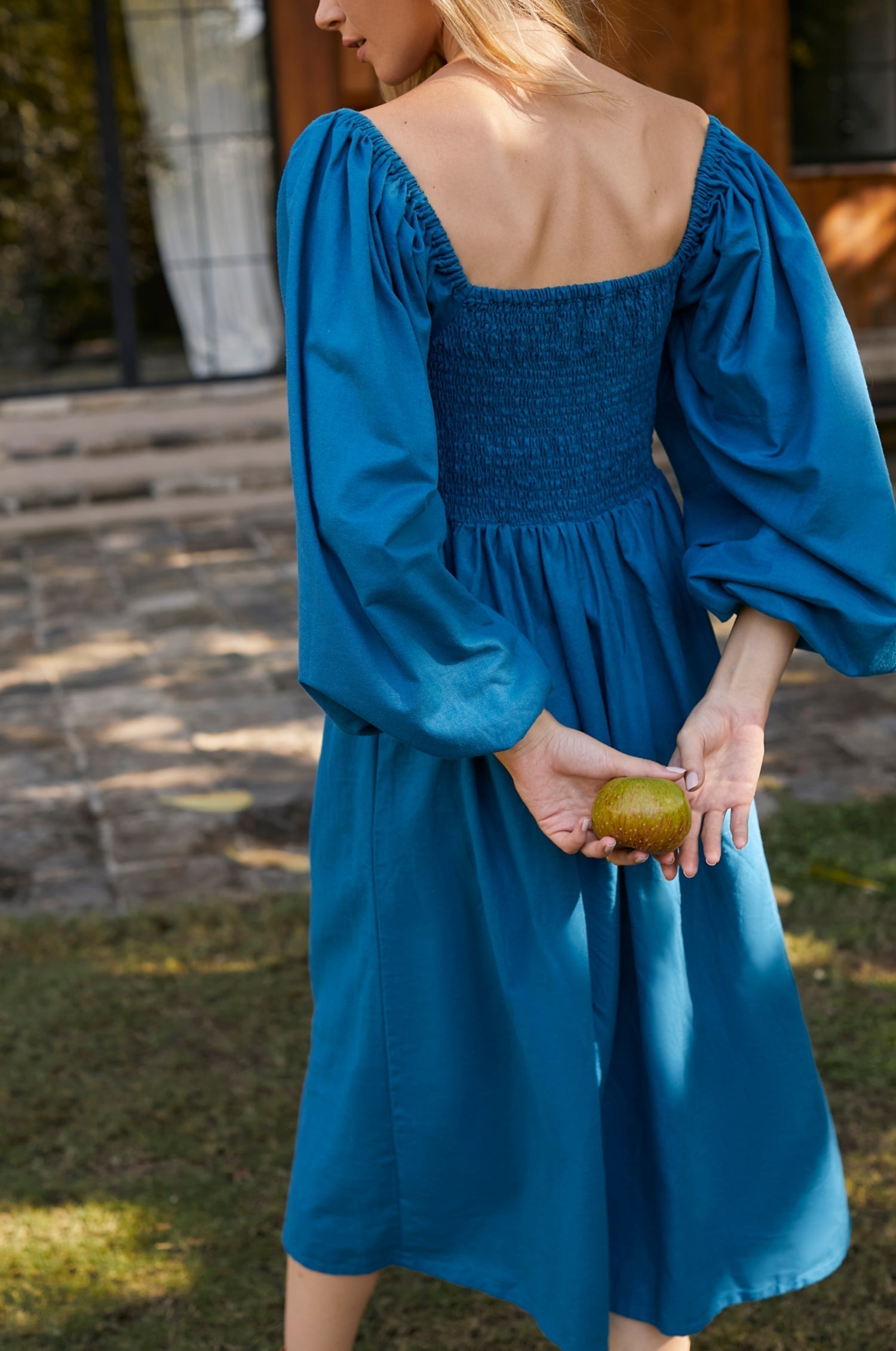 Alila Smocked Linen Midi Dress-thumbmail-1