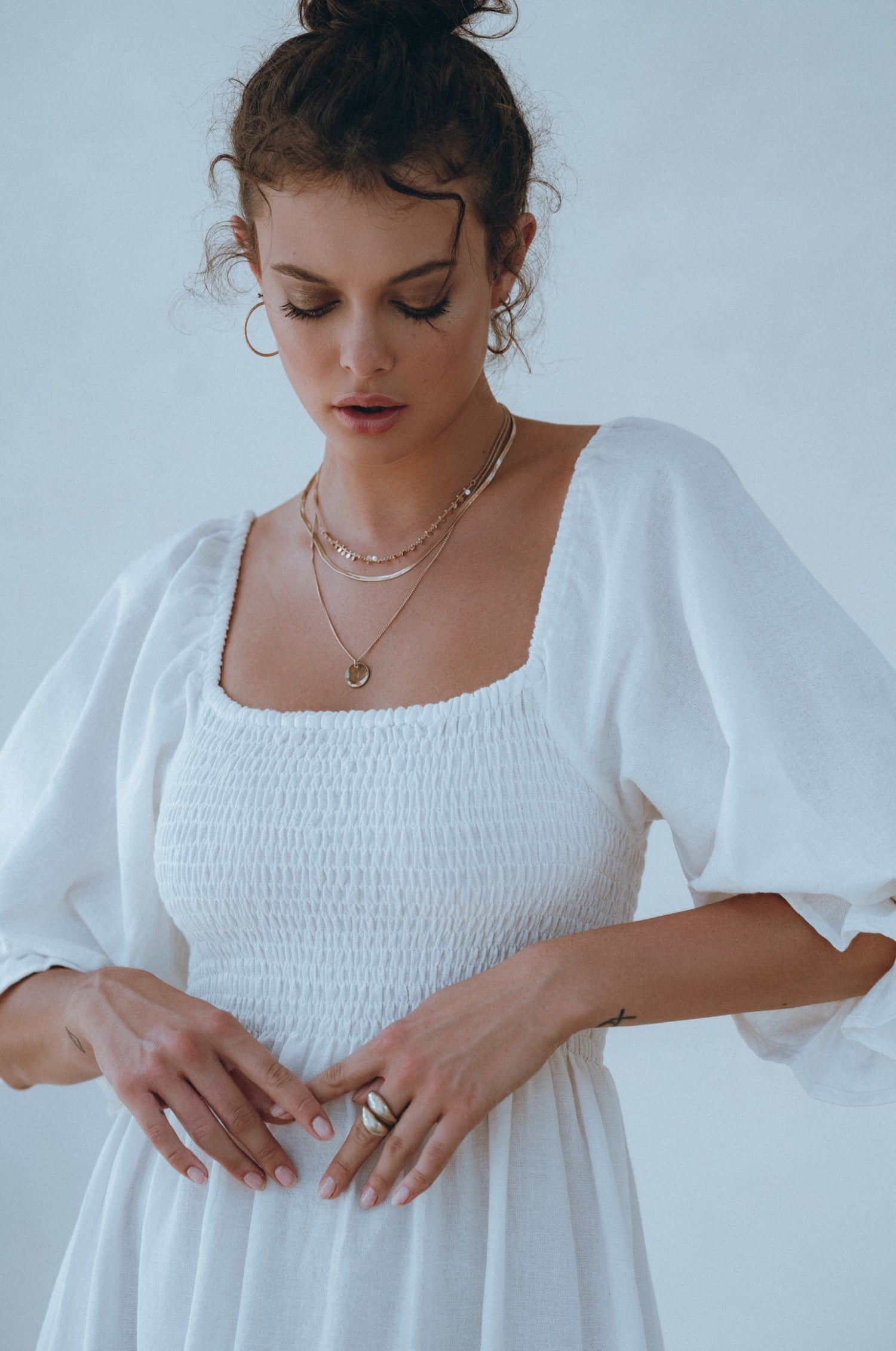 Almeria Smocked Midi Linen Dress-thumbmail-10
