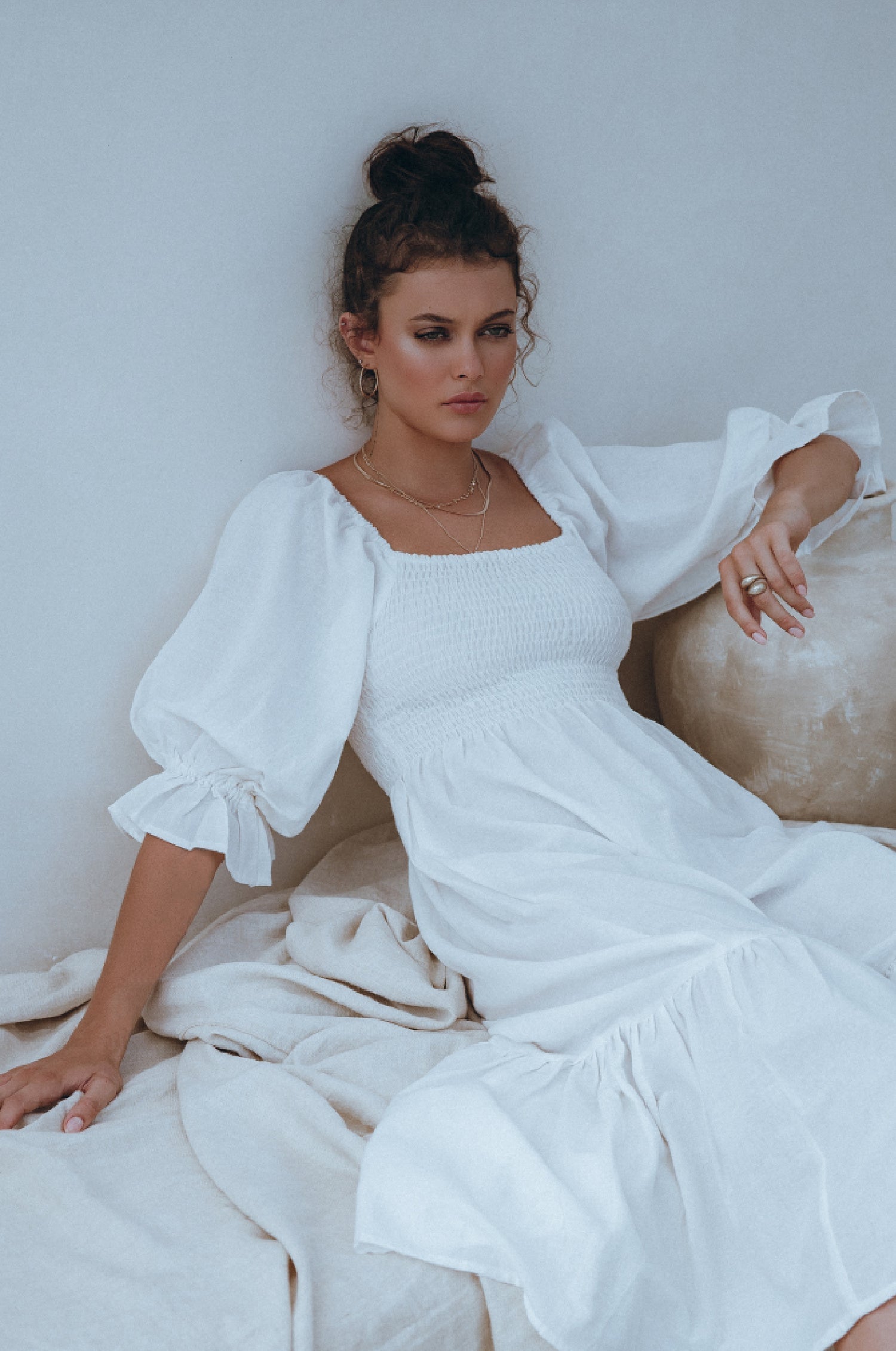 Almeria Smocked Midi Linen Dress-thumbmail-13