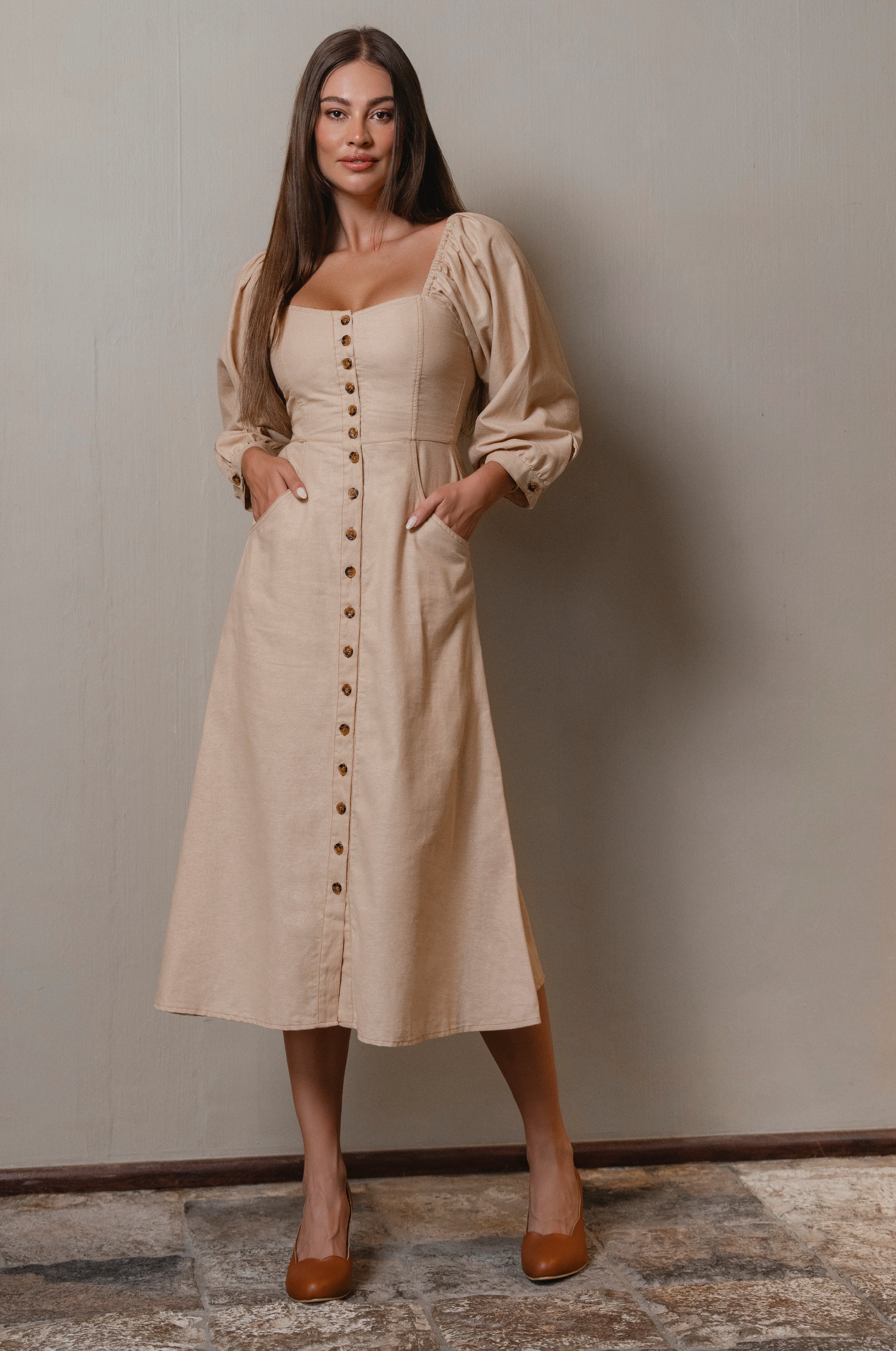 Avignon Button Down Long Sleeve Dress-thumbmail-10