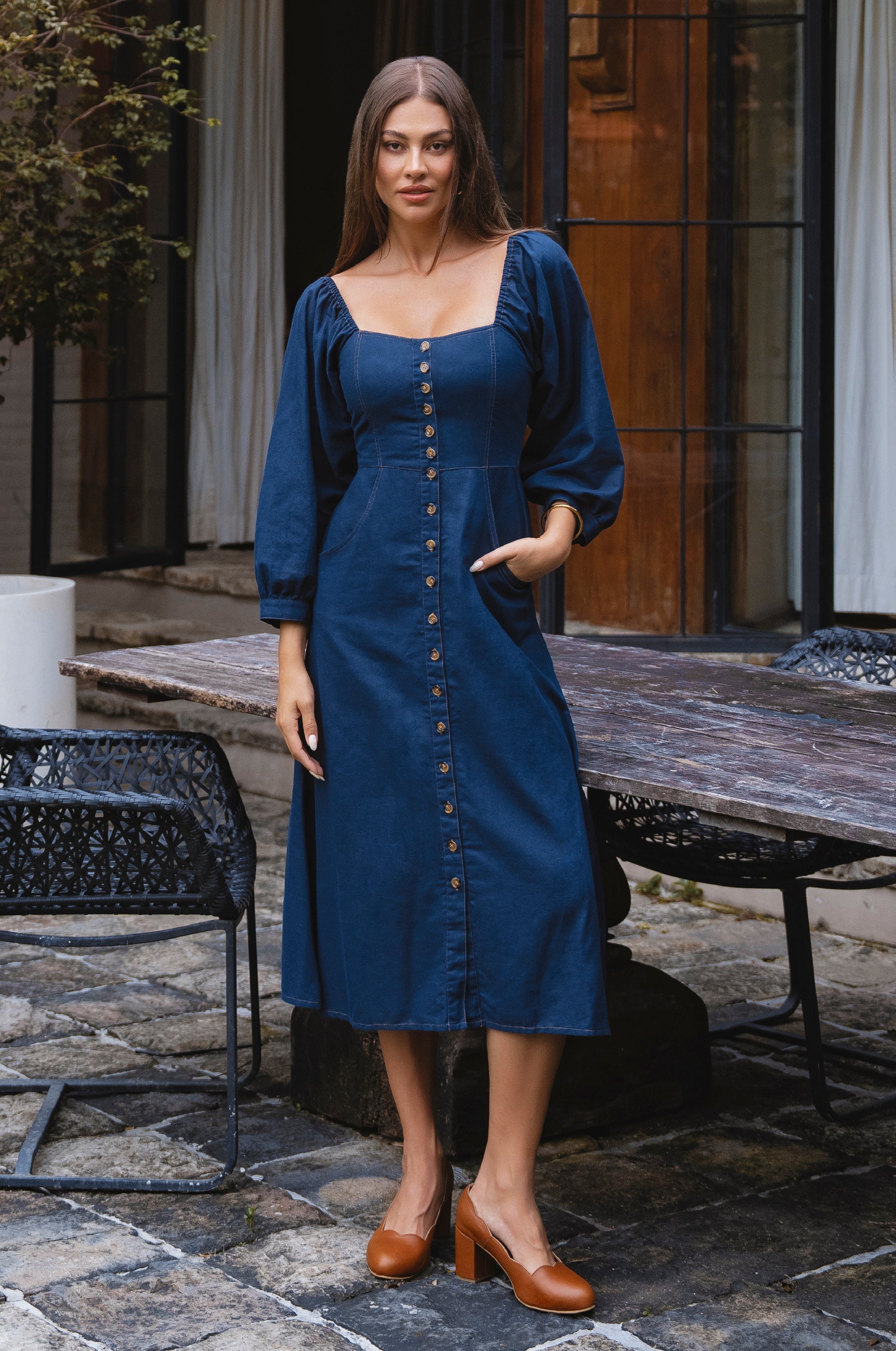 Avignon Button Down Long Sleeve Dress-thumbmail-7
