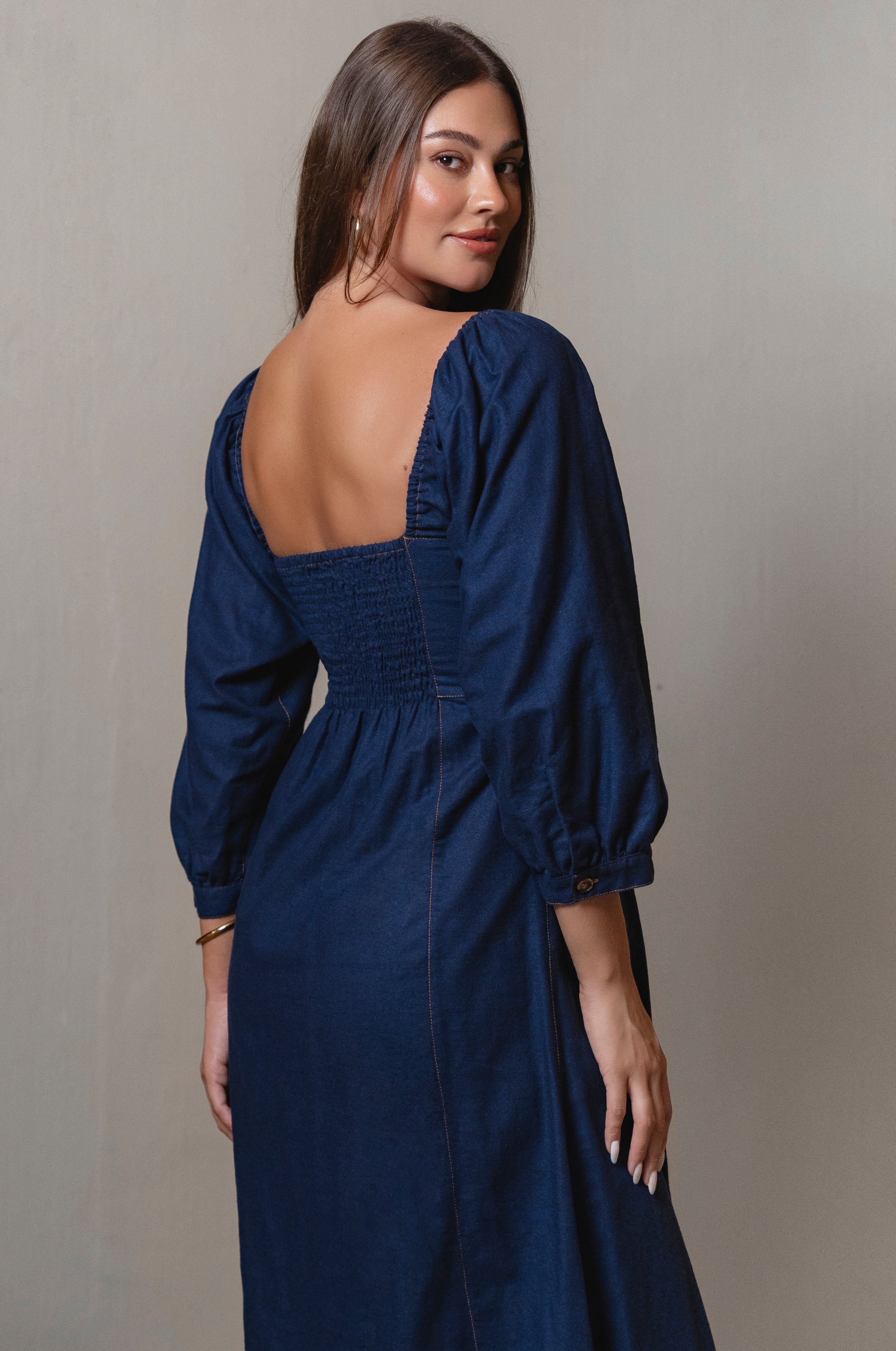 Avignon Button Down Long Sleeve Dress-thumbmail-4
