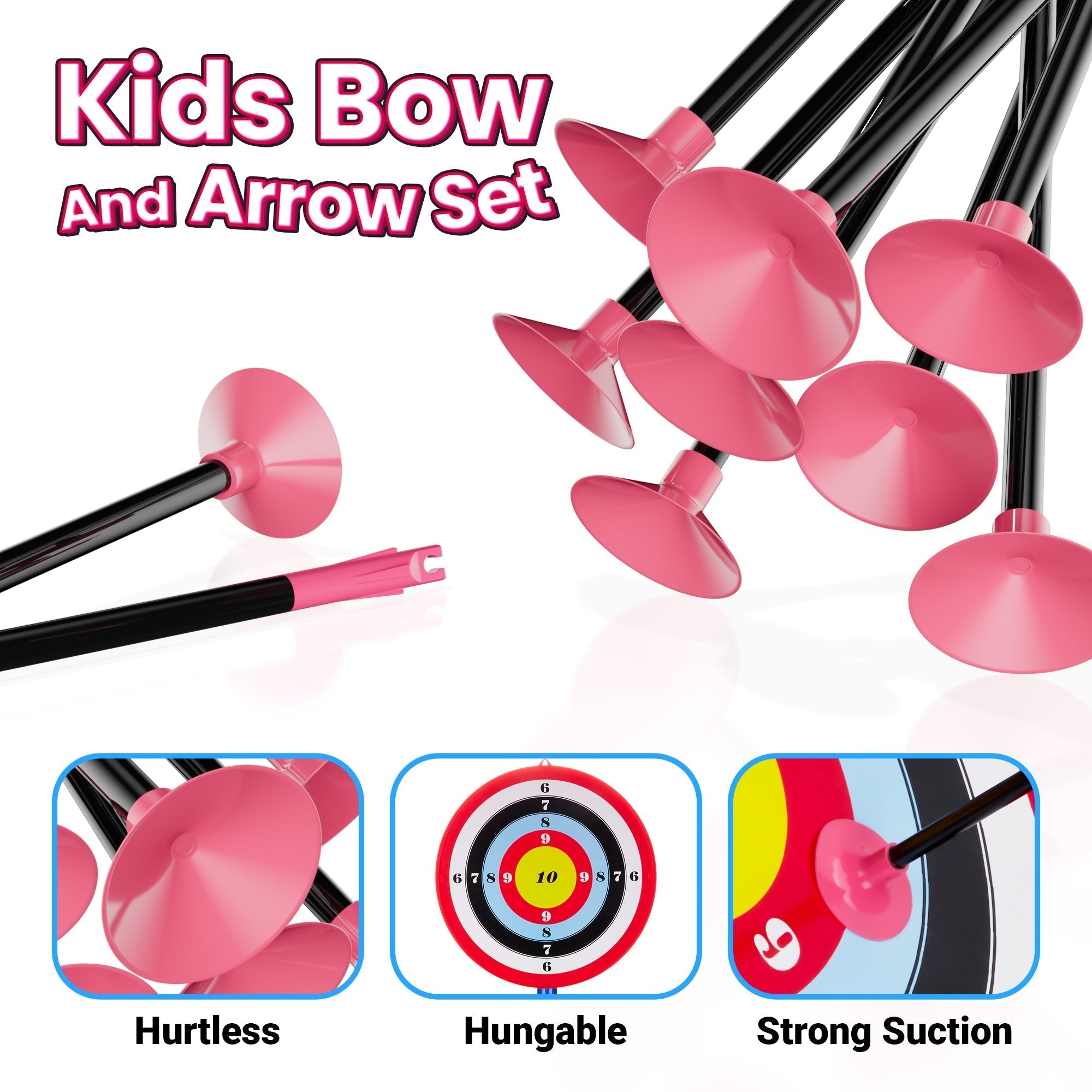 Contixo Kids Bow and Arrow Archery Set - Outdoor Toy, Safe Suction Cup Arrows, Ages 6-13 - Pink-thumbmail-7