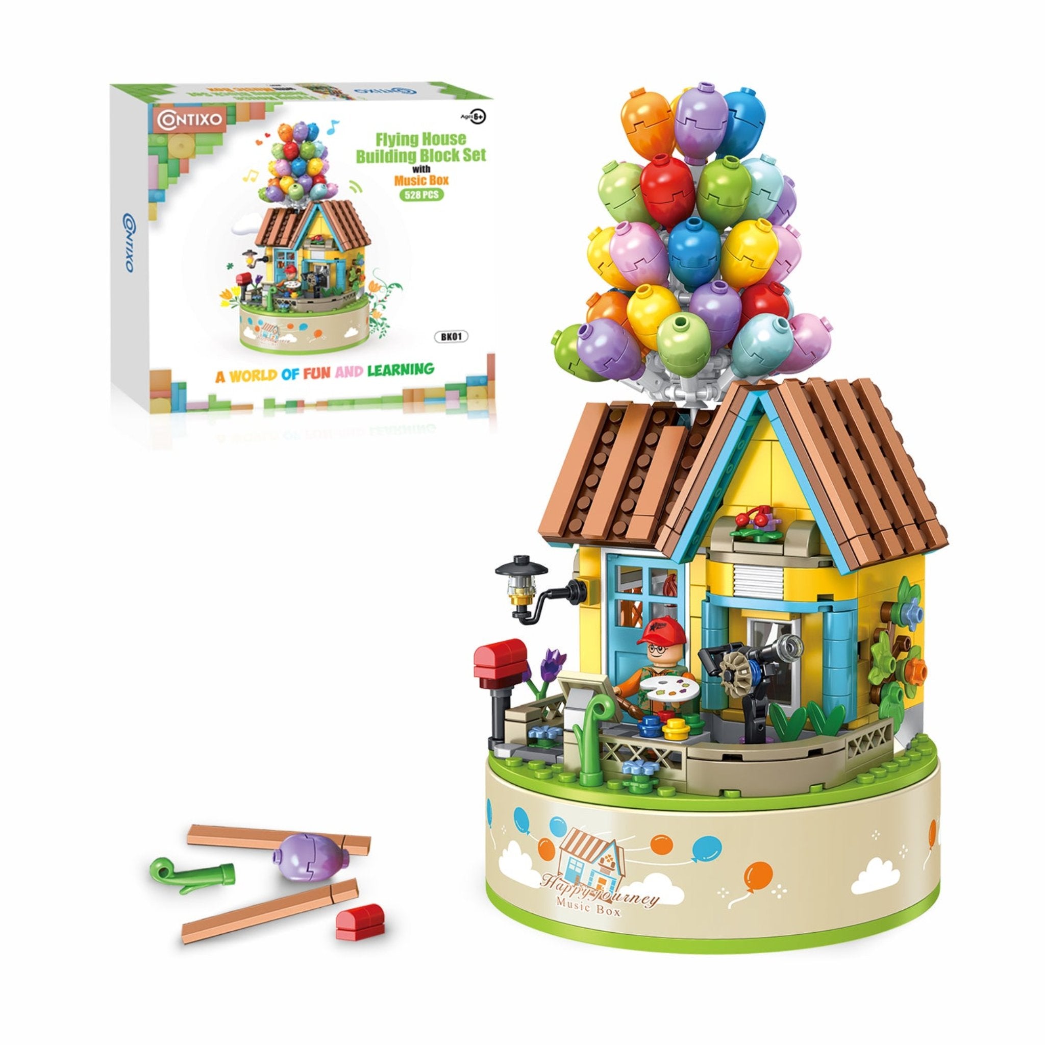 Contixo BK01 Flying Balloons Building Block Set With Music Box - 528 PCS-thumbmail-1