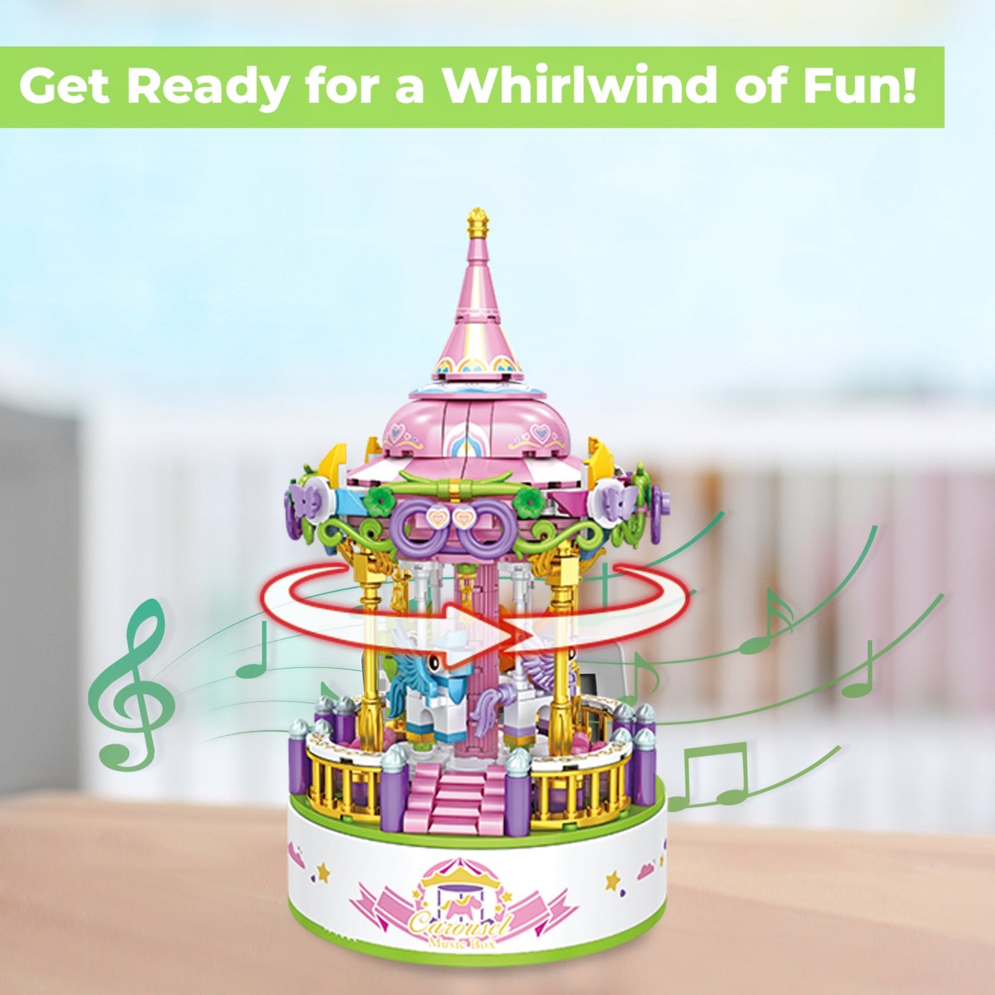 Contixo BK02 Carousel Building Block Set With Music Box - 488 PCS-thumbmail-2