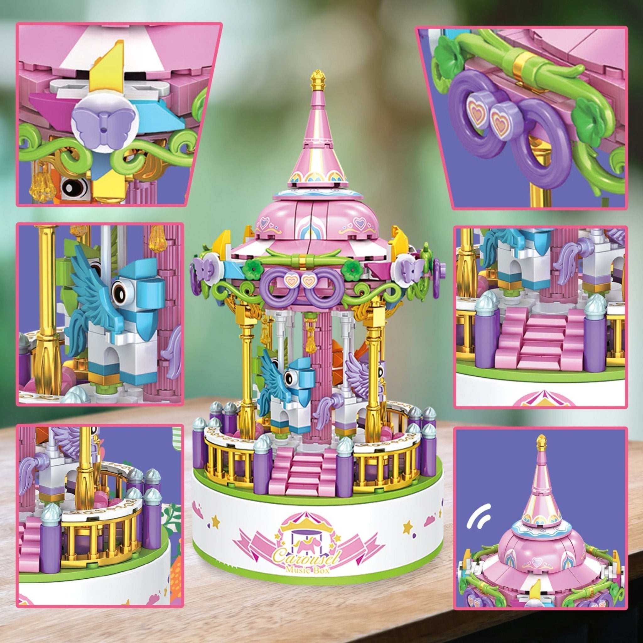 Contixo BK02 Carousel Building Block Set With Music Box - 488 PCS-thumbmail-4
