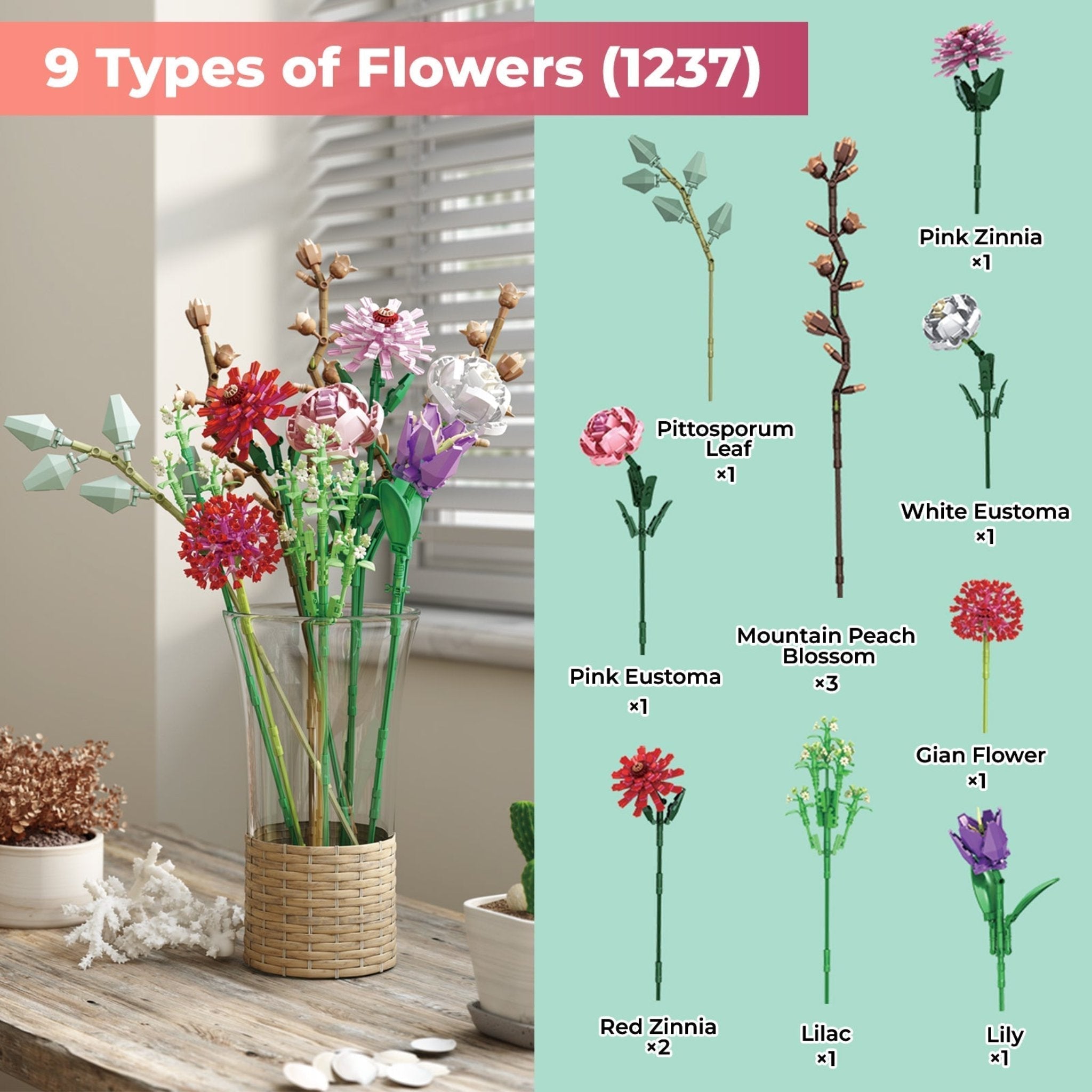 Contixo BK03 Spring Bouquet Floral Collection Building Block Set - 1237 PCS-thumbmail-7