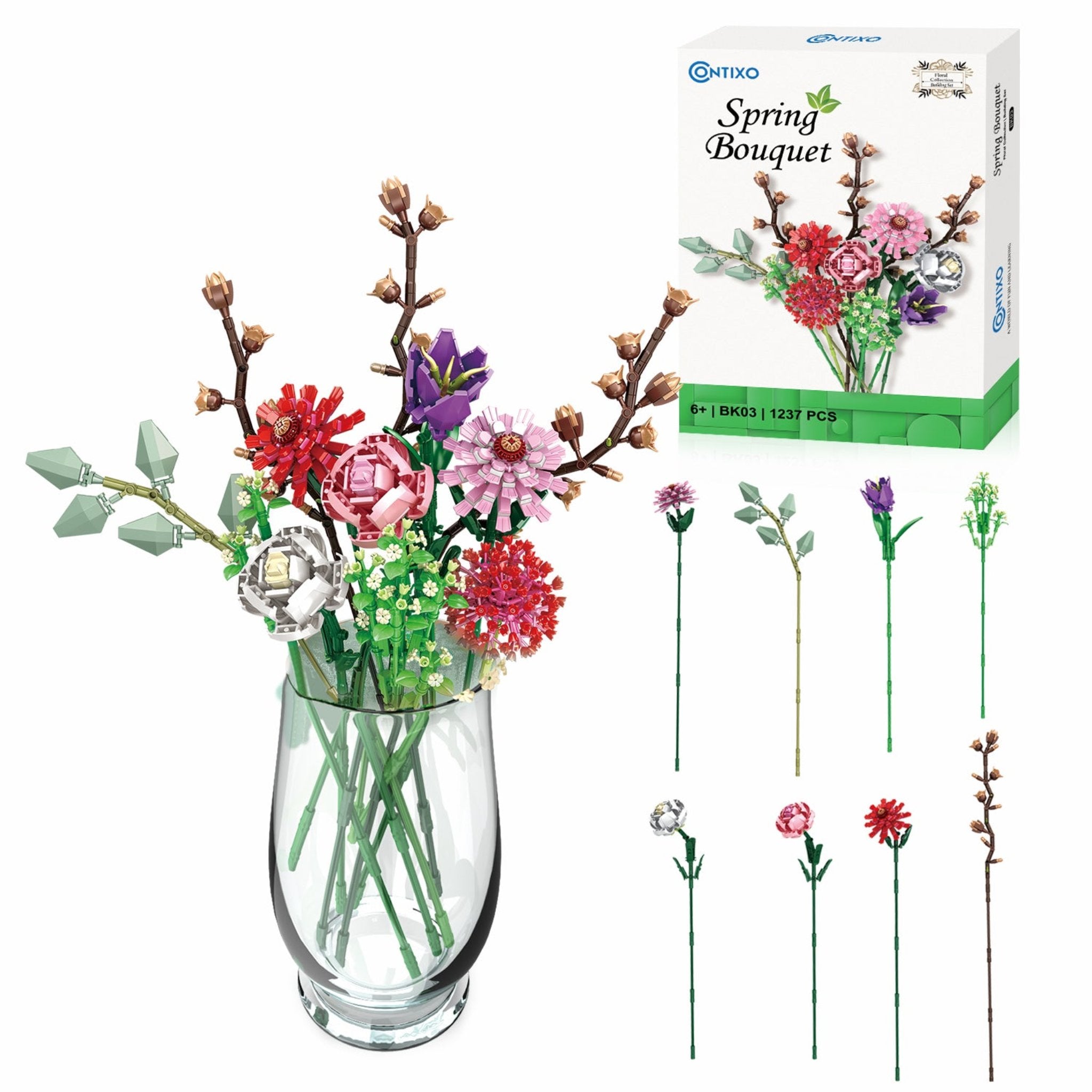 Contixo BK03 Spring Bouquet Floral Collection Building Block Set - 1237 PCS-thumbmail-1