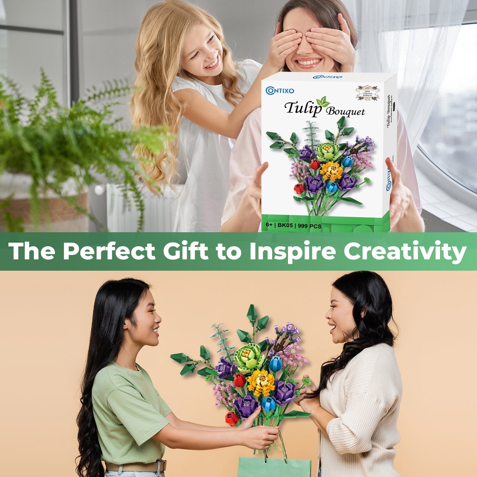 Contixo BK05 Tulip Bouquet Floral Collection Building Block Set - 999 PCS-thumbmail-6