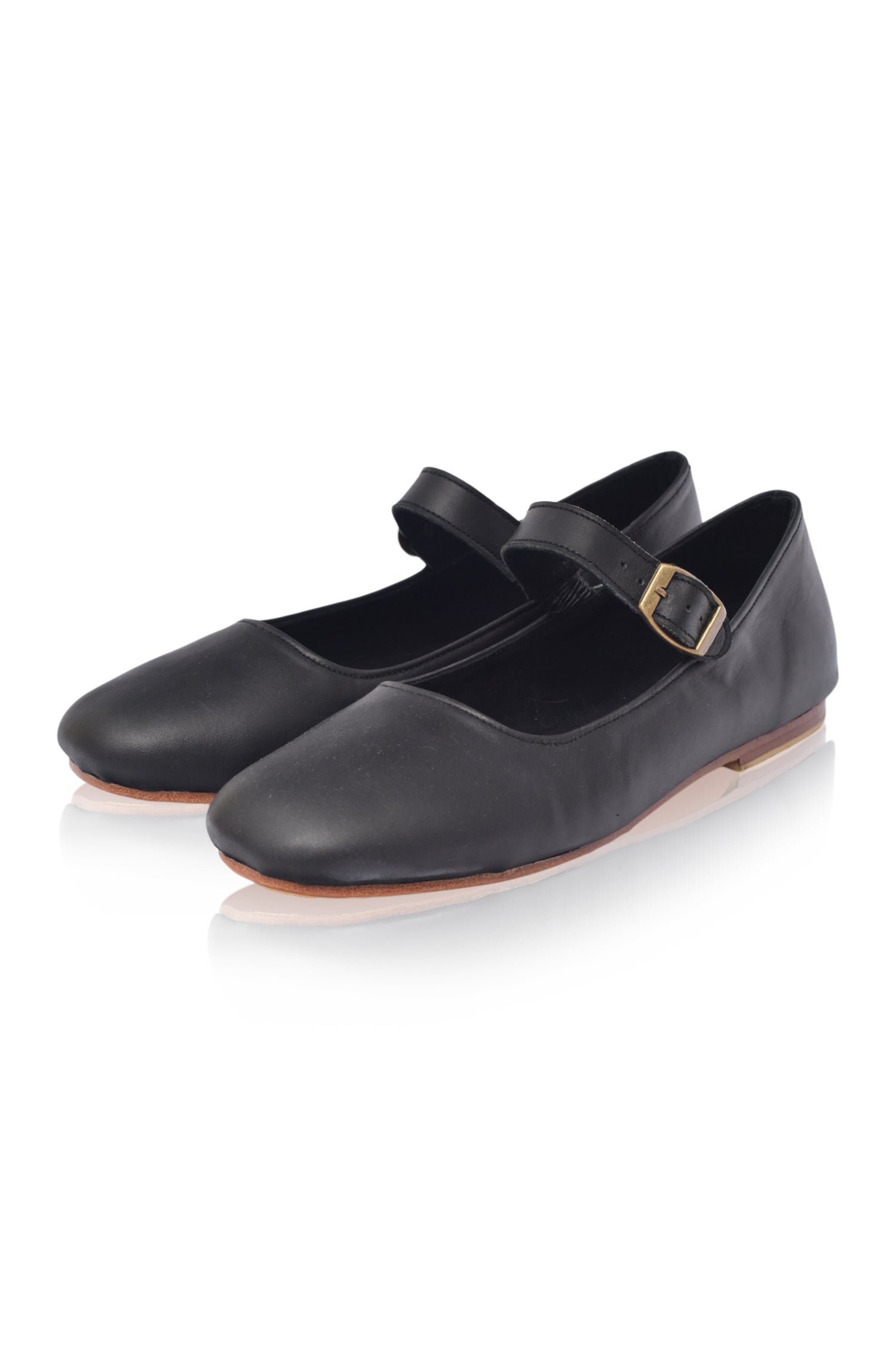 Belle Rose Round Toe Leather Flats-thumbmail-4