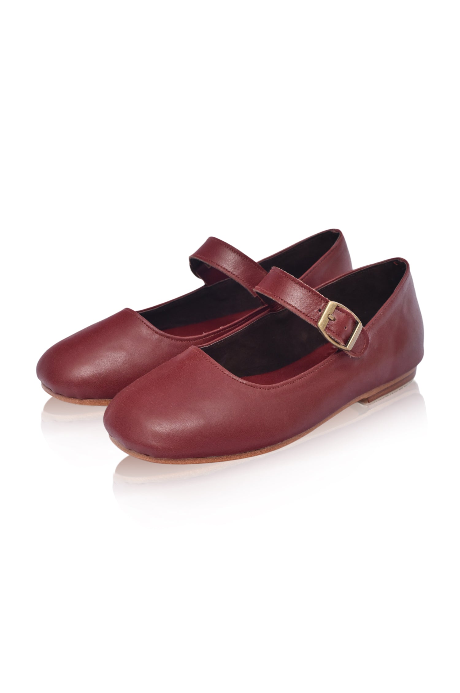 Belle Rose Round Toe Leather Flats-thumbmail-4