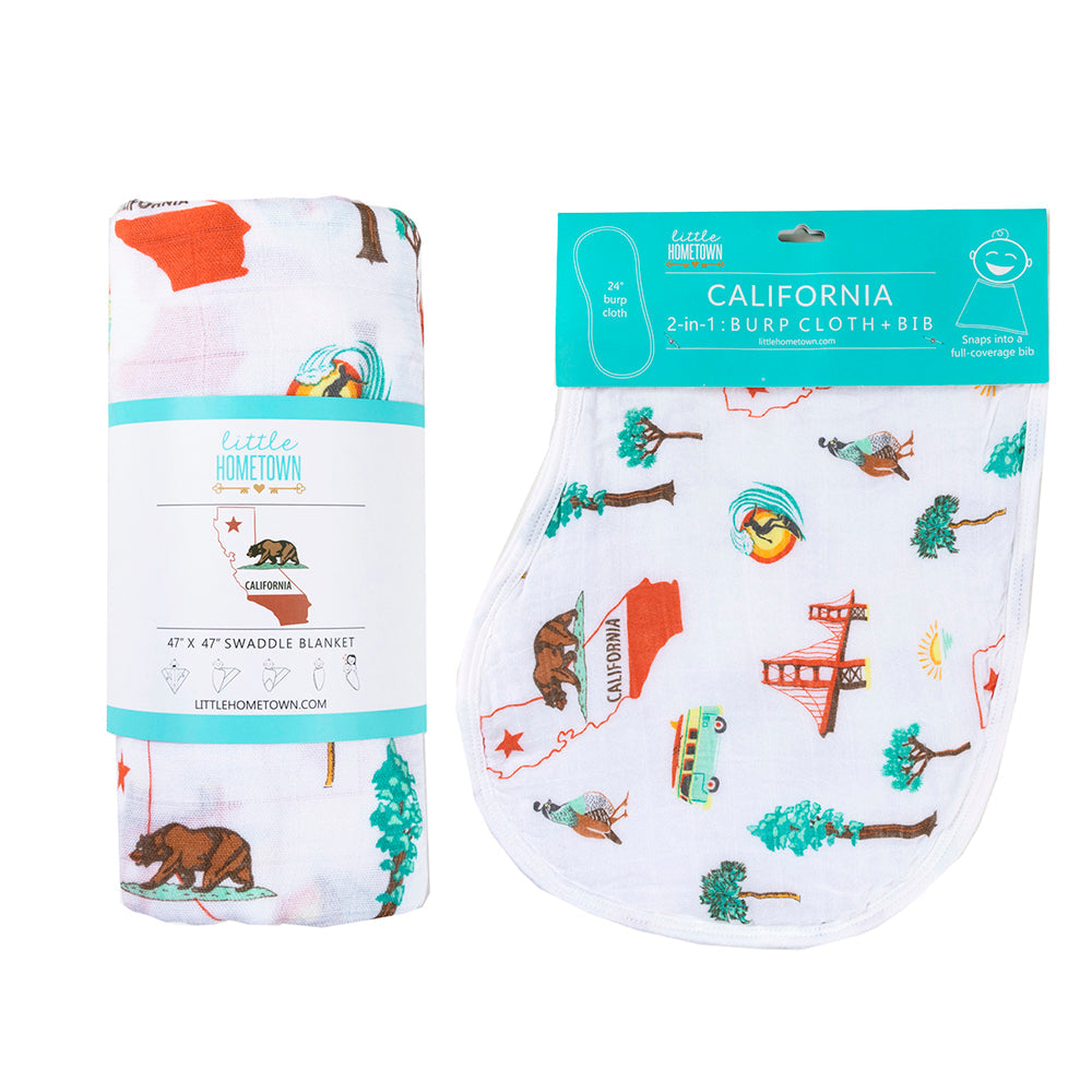 Gift Set: California Baby Muslin Swaddle Blanket and Burp Cloth/Bib Combo-thumbmail-6