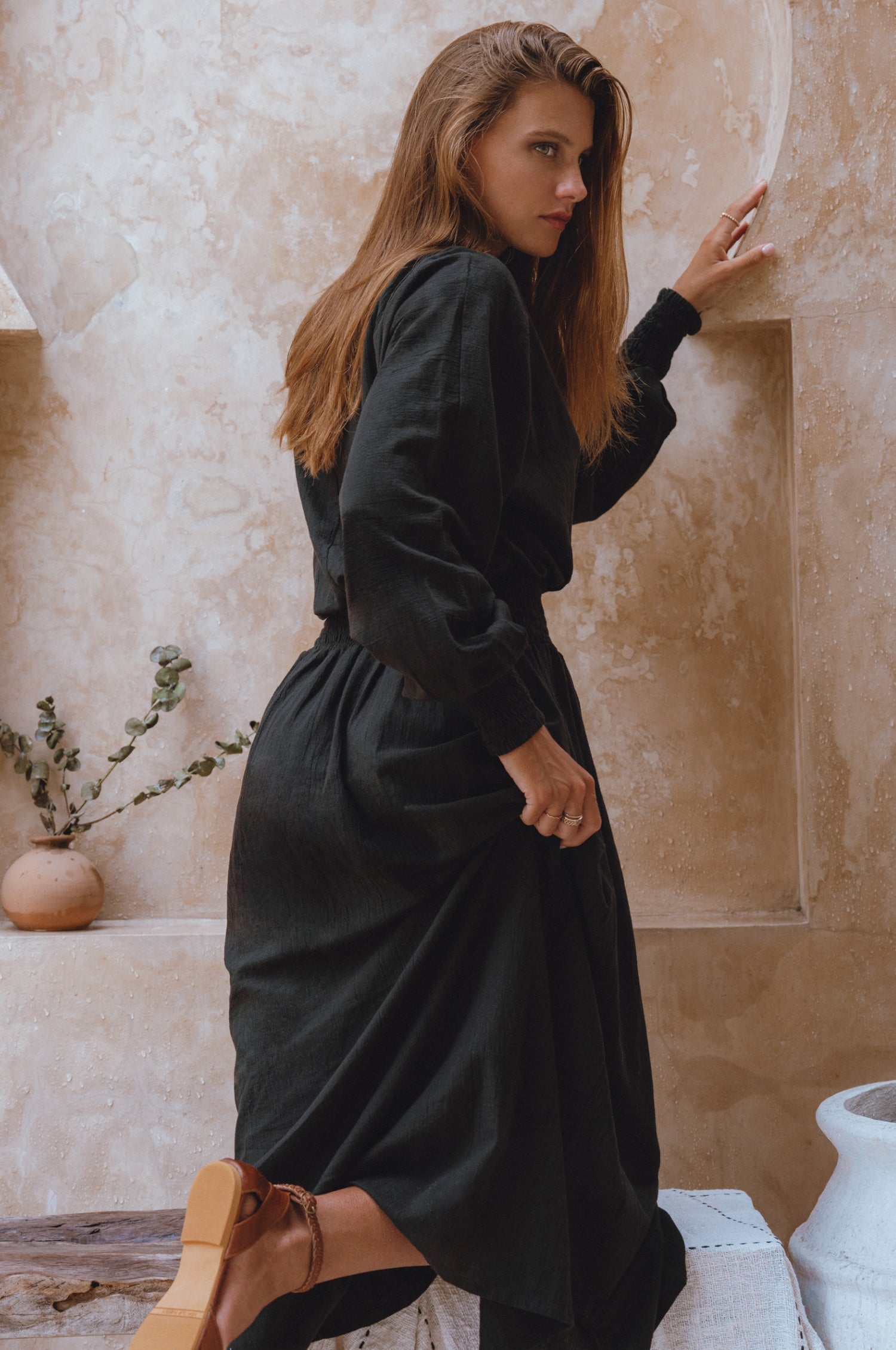 Carla Long Sleeve Linen Dress-thumbmail-9