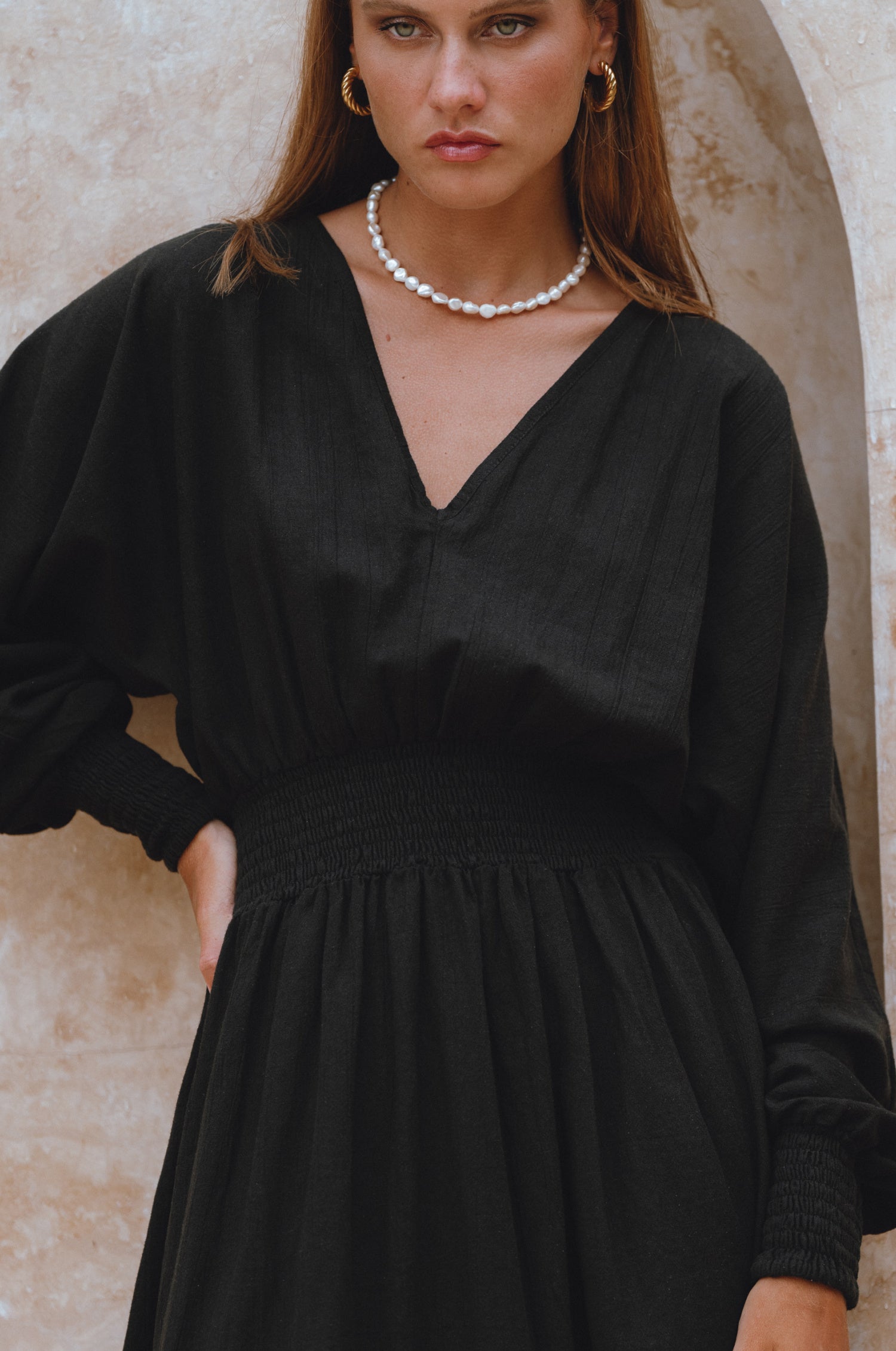Carla Long Sleeve Linen Dress-thumbmail-1