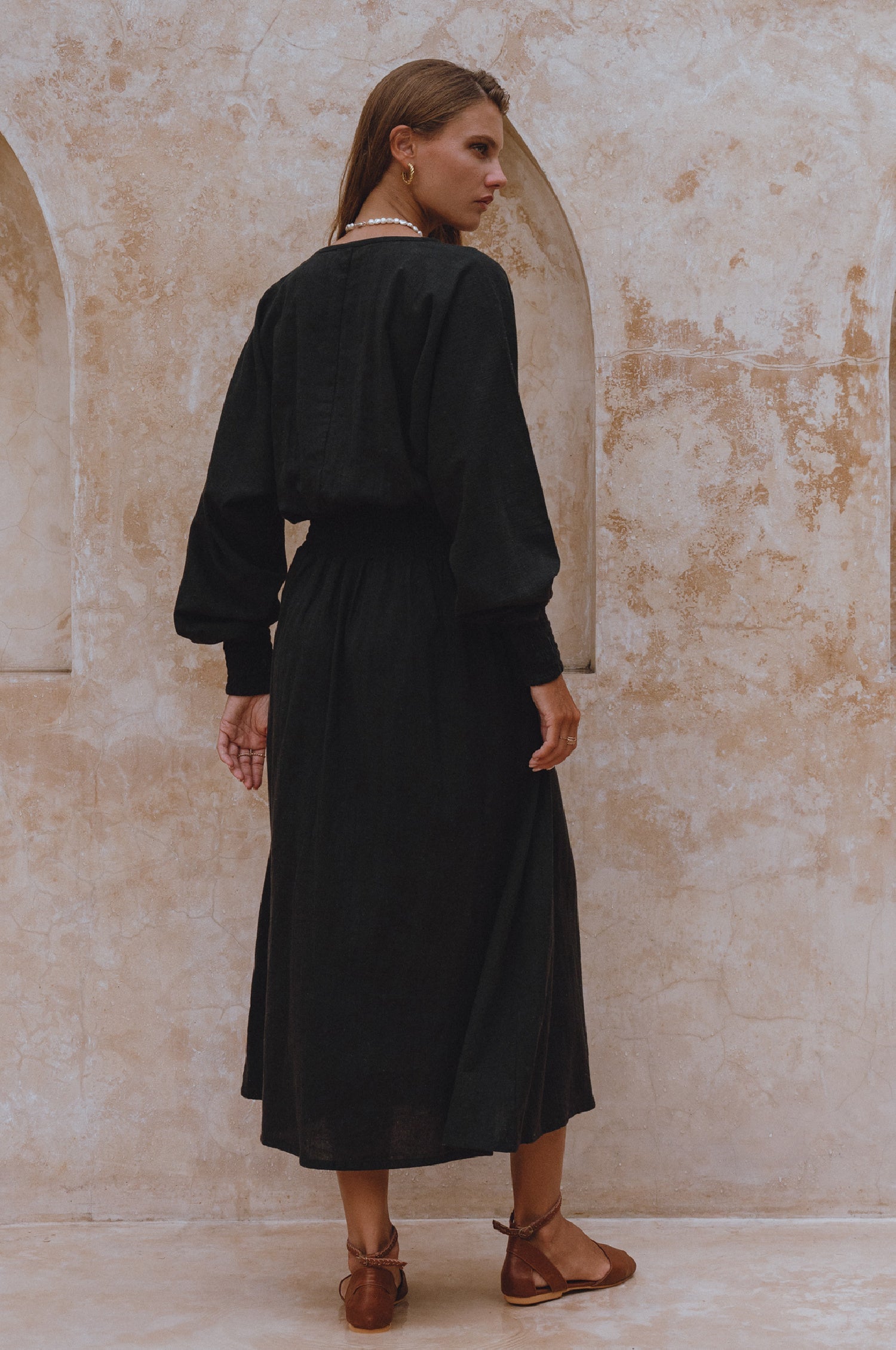Carla Long Sleeve Linen Dress-thumbmail-8