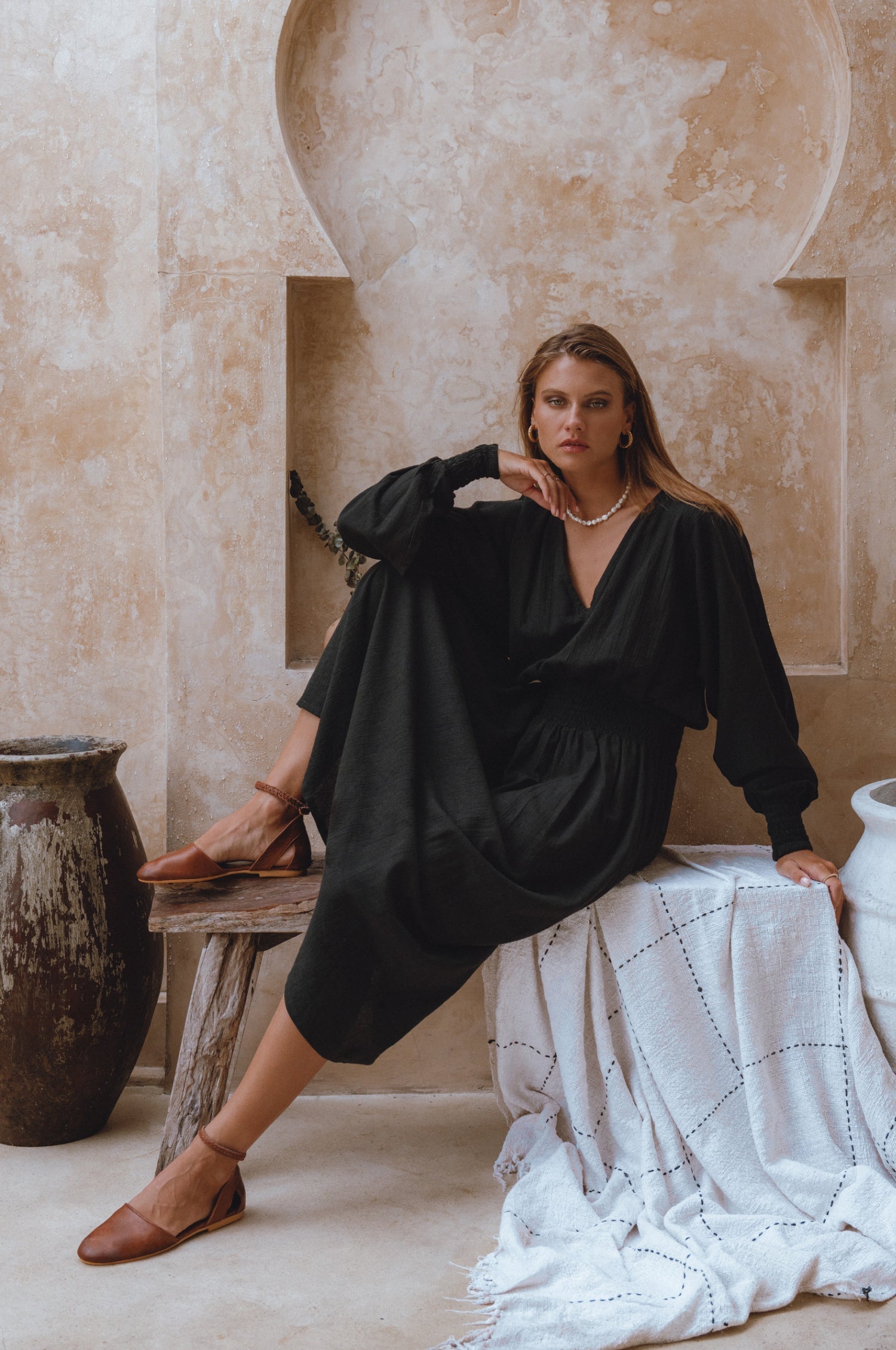 Carla Long Sleeve Linen Dress-thumbmail-2