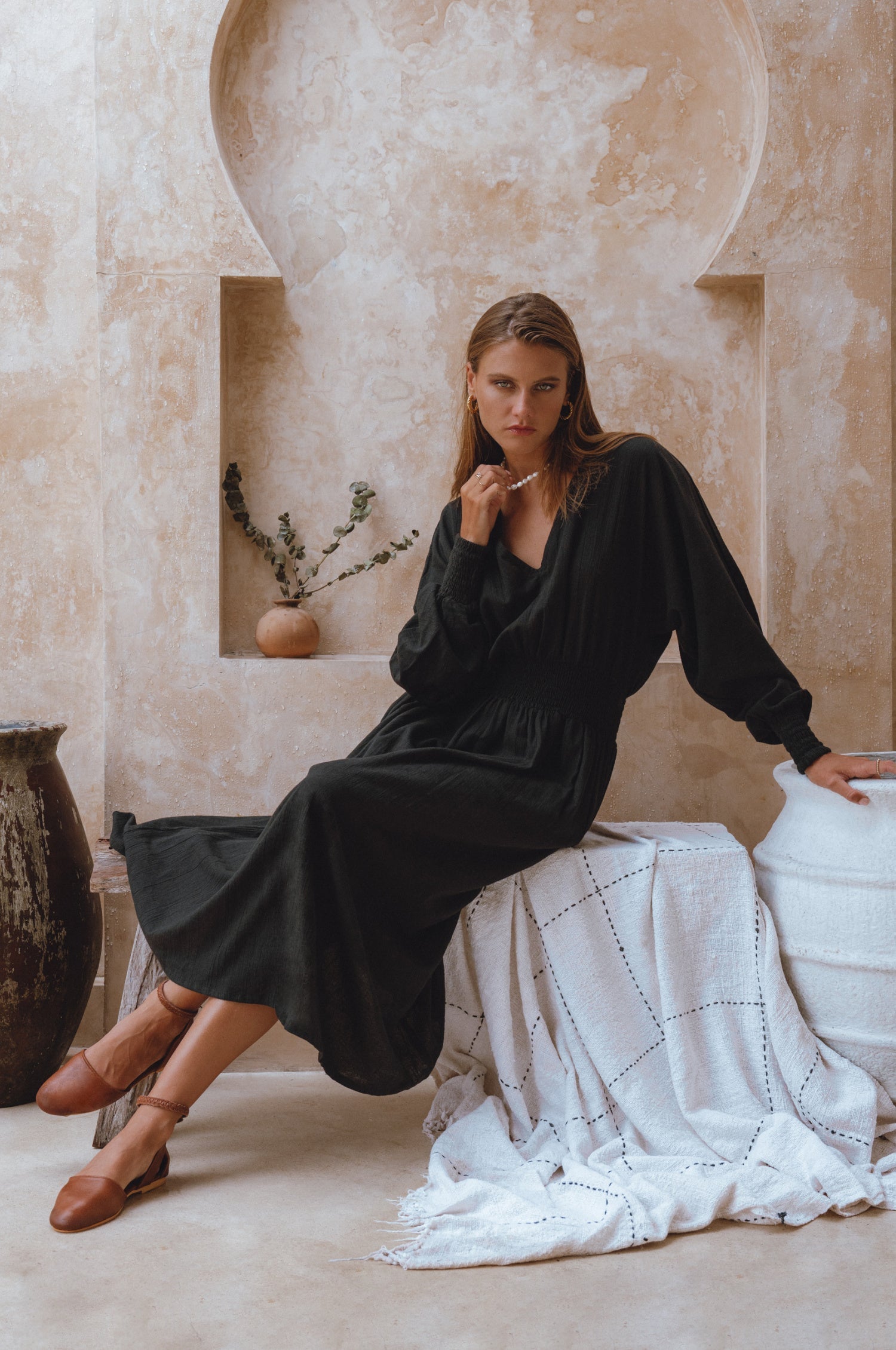 Carla Long Sleeve Linen Dress-thumbmail-10
